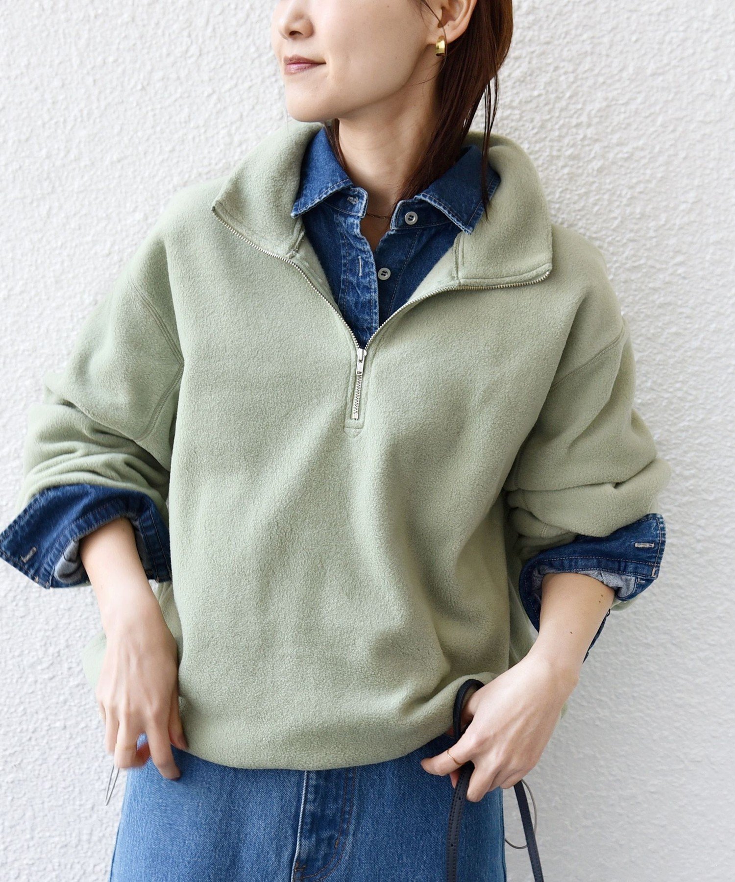【シップス フォー ウィメン/SHIPS】の洗濯機可能 フリース 裾 ドロスト ハーフ ジップ プルオーバー インテリア・キッズ・メンズ・レディースファッション・服の通販 founy(ファニー) 　ファッション　Fashion　レディースファッション　Fashion for Women　トップス・カットソー　Cut & Sew Tops　カジュアルプルオーバー・ニットトップス　Pullovers & Knit Tops / Casual Pullovers　ジップ　Zip, Zipper　スラックス　Slacks, Dress Pants　タートルネック　Turtleneck, High Neck　ハーフ　Half, Half-Length　ボトム　Bottoms, Lower Wear　リラックス　Relax, Relaxed Fit　ロング　Long, Long-Length　ワイド　Wide, Wide Fit　おすすめ　Recommended / Our Picks　ライトグリーン|ID: prp329100004845230 ipo3291000000035331320