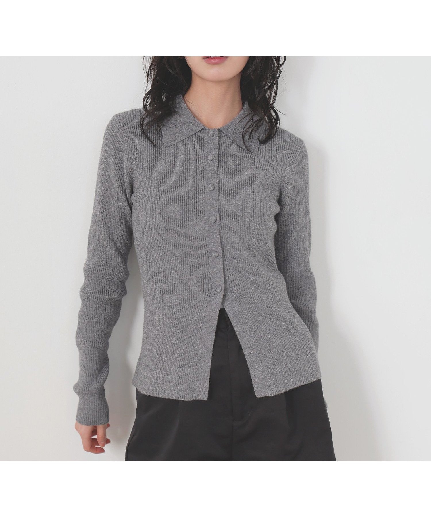 【リアン/Lian】のクルミボタンリブポロニット インテリア・キッズ・メンズ・レディースファッション・服の通販 founy(ファニー) 　ファッション　Fashion　レディースファッション　Fashion for Women　トップス・カットソー　Cut & Sew Tops　ニット　Knit Tops & Sweaters　カーディガン　Cardigan, Knitwear　チャコールグレー|ID: prp329100004845236 ipo3291000000035600007