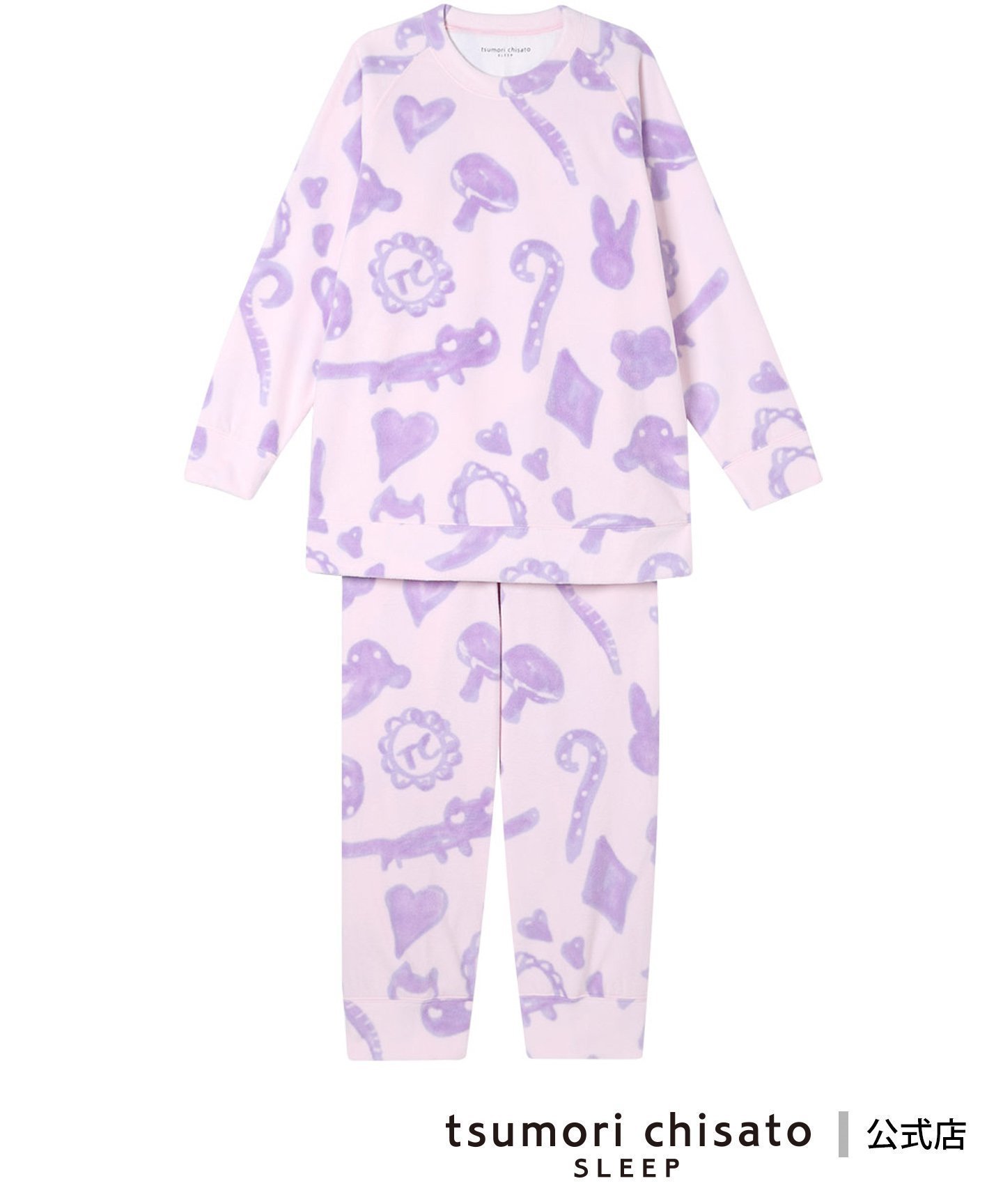 【ツモリチサト スリープ/tsumori chisato SLEEP】のツモリチサト スリープ パジャマ マイクロフリース素材(本体) あったか 長袖 長ズボン インテリア・キッズ・メンズ・レディースファッション・服の通販 founy(ファニー) 　ファッション　Fashion　レディースファッション　Fashion for Women　トップス・カットソー　Cut & Sew Tops　スリーブ　Sleeve, Long Sleeve / Short Sleeve　パジャマ　Pajamas, Sleepwear　ボトム　Bottoms, Lower Wear　モチーフ　Motif, Design Theme　手描き　Hand-Drawn, Illustrated　長袖　Long Sleeve, Full Sleeve　PI|ID: prp329100004845282 ipo3291000000035331614