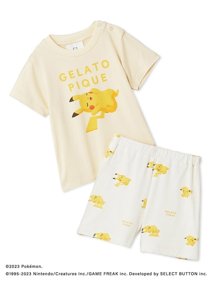 【ジェラート ピケ/gelato pique / KIDS】の【ポケモンスリープ】【ベビー】接触冷感プリントTシャツ ショートパンツセット インテリア・キッズ・メンズ・レディースファッション・服の通販 founy(ファニー) 　ファッション　Fashion　キッズファッション　Fashion for Kids　ボトムス　Bottoms　カットソー　Cut and Sewn Top　ショート　Short, Short Length　スマート　Smart, Elegant　とろみ　Fluid, Flowy Fabric　プリント　Print, Printed Pattern　ベビー　Baby, Babywear　メンズ　Men's, Menswear　お家時間・ステイホーム　Stay Home / At Home　YEL[032]|ID: prp329100004845836 ipo3291000000036274121