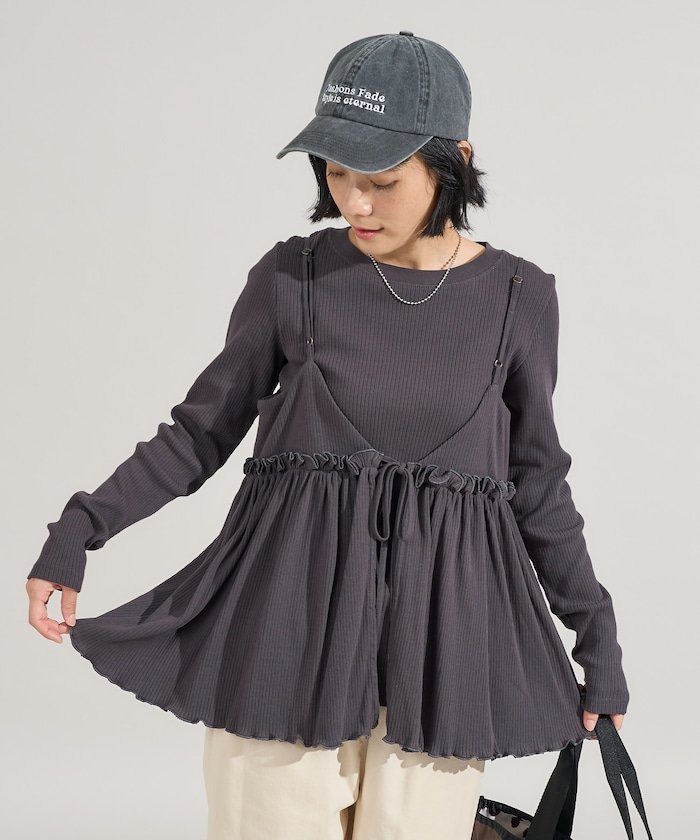 【フリークスストア/FREAK'S STORE】の【セットアイテム】アーミーリブ 2WAYビスチェセット ロンT 25AW インテリア・キッズ・メンズ・レディースファッション・服の通販 founy(ファニー) 　ファッション　Fashion　レディースファッション　Fashion for Women　トップス・カットソー　Cut & Sew Tops　ロングTシャツ・Tシャツ　Longline T-Shirts & Tees　ビスチェ　Bustiers & Corset Tops / Layered Bustier Style　2025年　2025　2025-2026秋冬・A/W　Autumn/Winter 2025–26 AW25–26　冬　Winter / This Winter　おすすめ　Recommended / Our Picks　キャミソール　Camisole, Spaghetti Strap Top　スリーブ　Sleeve, Long Sleeve / Short Sleeve　ロング　Long, Long-Length　A/W・秋冬　Autumn/Winter　チャコールグレー|ID: prp329100004846033 ipo3291000000035704985