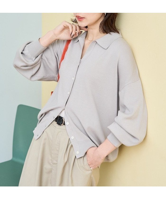 【フリークスストア/FREAK'S STORE】の新色追加 スキッパー ポロ ニット カーディガン【限定展開】 25AW インテリア・キッズ・メンズ・レディースファッション・服の通販 founy(ファニー) 　ファッション　Fashion　レディースファッション　Fashion for Women　トップス・カットソー　Cut & Sew Tops　ニット　Knit Tops & Sweaters　カーディガン・羽織り　Layered Style Cardigans　2025年　2025　2025-2026秋冬・A/W　Autumn/Winter 2025–26 AW25–26　冬　Winter / This Winter　イエロー　Yellow　カーディガン　Cardigan, Knitwear　スキッパー　Skipper, Open Collar　デコルテ　Décolleté, Neckline　トレンド　Trend, Trending Now　ドレープ　Drape, Draping Fabric　人気　Popular, Best Seller　A/W・秋冬　Autumn/Winter　ライトグレー|ID: prp329100004846081 ipo3291000000035590687