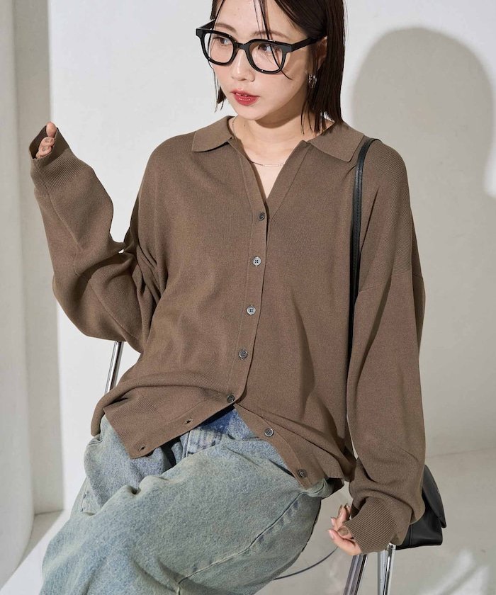 【フリークスストア/FREAK'S STORE】の新色追加 スキッパー ポロ ニット カーディガン【限定展開】 25AW インテリア・キッズ・メンズ・レディースファッション・服の通販 founy(ファニー) 　ファッション　Fashion　レディースファッション　Fashion for Women　トップス・カットソー　Cut & Sew Tops　ニット　Knit Tops & Sweaters　カーディガン・羽織り　Layered Style Cardigans　2025年　2025　2025-2026秋冬・A/W　Autumn/Winter 2025–26 AW25–26　冬　Winter / This Winter　イエロー　Yellow　カーディガン　Cardigan, Knitwear　スキッパー　Skipper, Open Collar　デコルテ　Décolleté, Neckline　トレンド　Trend, Trending Now　ドレープ　Drape, Draping Fabric　人気　Popular, Best Seller　A/W・秋冬　Autumn/Winter　ベージュ|ID: prp329100004846081 ipo3291000000035590694