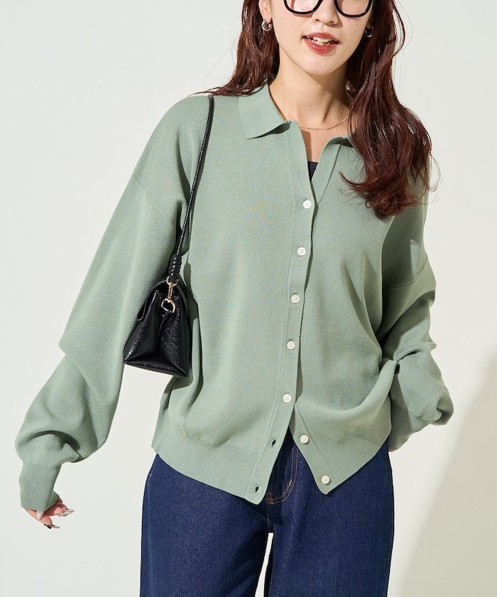 【フリークスストア/FREAK'S STORE】の新色追加 スキッパー ポロ ニット カーディガン【限定展開】 25AW インテリア・キッズ・メンズ・レディースファッション・服の通販 founy(ファニー) 　ファッション　Fashion　レディースファッション　Fashion for Women　トップス・カットソー　Cut & Sew Tops　ニット　Knit Tops & Sweaters　カーディガン・羽織り　Layered Style Cardigans　2025年　2025　2025-2026秋冬・A/W　Autumn/Winter 2025–26 AW25–26　冬　Winter / This Winter　イエロー　Yellow　カーディガン　Cardigan, Knitwear　スキッパー　Skipper, Open Collar　デコルテ　Décolleté, Neckline　トレンド　Trend, Trending Now　ドレープ　Drape, Draping Fabric　人気　Popular, Best Seller　A/W・秋冬　Autumn/Winter　ブルーグリーン|ID: prp329100004846081 ipo3291000000035590703