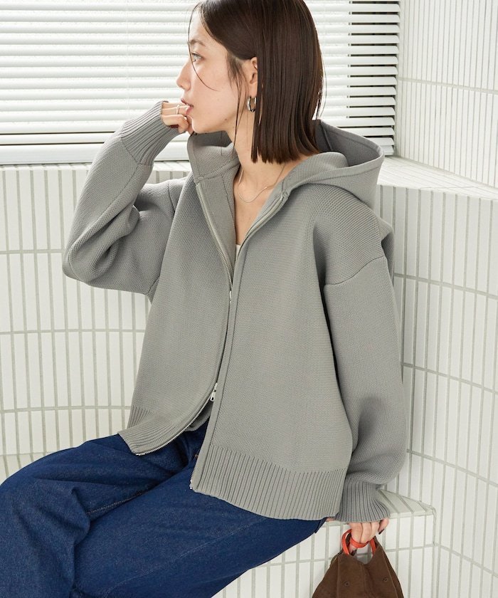 【フリークスストア/FREAK'S STORE】の軽量ニット フルジップパーカー【限定展開】 25AW インテリア・キッズ・メンズ・レディースファッション・服の通販 founy(ファニー) 　ファッション　Fashion　レディースファッション　Fashion for Women　トップス・カットソー　Cut & Sew Tops　ニット　Knit Tops & Sweaters　レディースパーカー・カジュアルフーディー　Casual Hoodies & Sweatshirts　2025年　2025　2025-2026秋冬・A/W　Autumn/Winter 2025–26 AW25–26　冬　Winter / This Winter　パーカー　Hoodie, Parka　春　Spring　A/W・秋冬　Autumn/Winter　軽量　Lightweight, Ultra Light　グレー|ID: prp329100004846089 ipo3291000000035646363