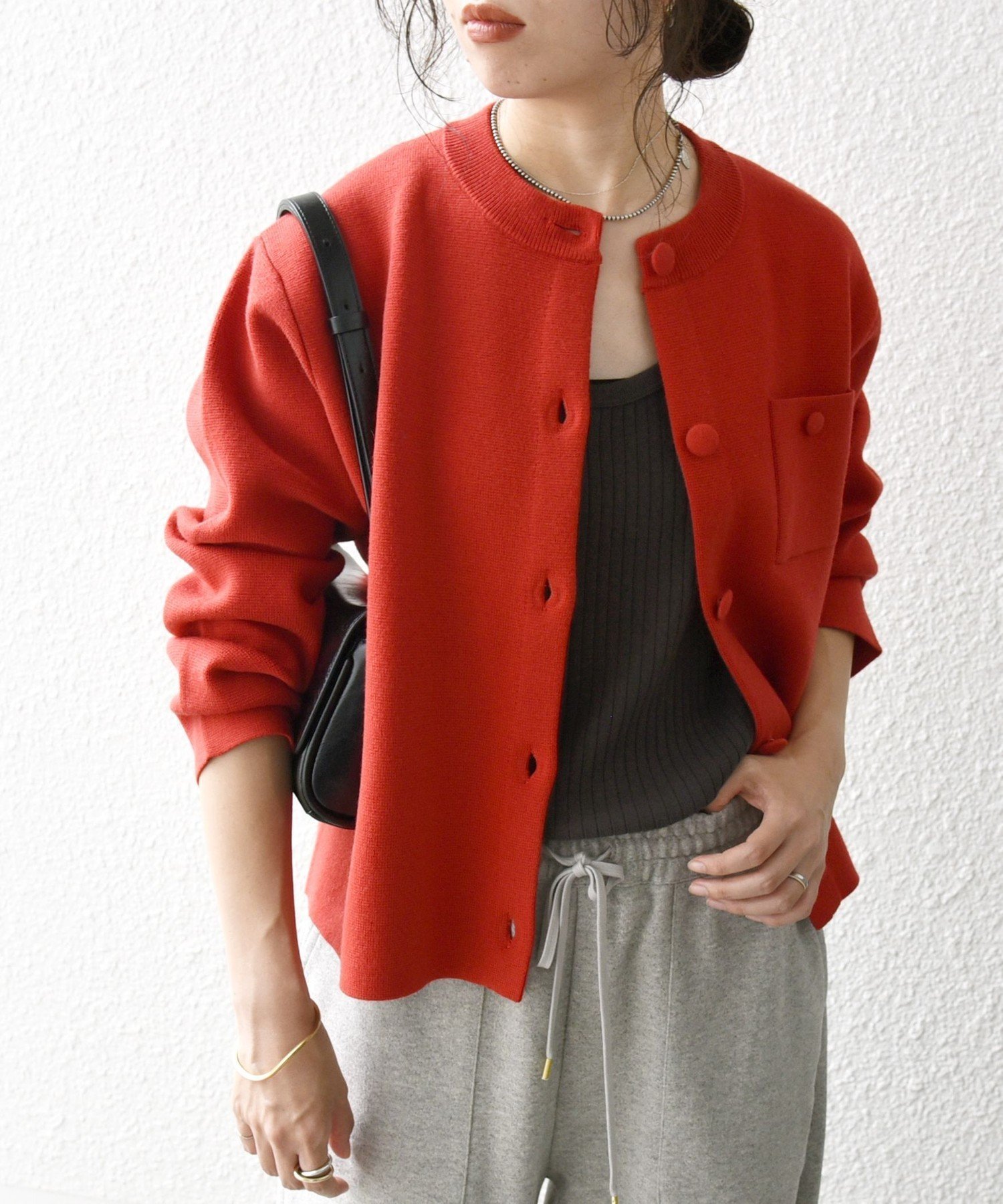 【シップス フォー ウィメン/SHIPS】のSHIPS any ミラノリブ ノーカラー ニット ジャケット カーディガン インテリア・キッズ・メンズ・レディースファッション・服の通販 founy(ファニー) 　ファッション　Fashion　レディースファッション　Fashion for Women　洗える　Machine Washable　カーディガン　Cardigan, Knitwear　ショルダー　Shoulder, Shoulder Strap　ジャケット　Jacket, Outerwear　タートル　Turtleneck, Turtle Collar　ダウン　Down, Puffer　ドロップ　Drop Shoulder, Dropped Style　人気　Popular, Best Seller　ミラノリブ　Milano Rib, Milano Stitch　リラックス　Relax, Relaxed Fit　冬　Winter / This Winter　おすすめ　Recommended / Our Picks　ビジネス 仕事 通勤　Business / Work / Commuting　2025年　2025　2025-2026秋冬・A/W　Autumn/Winter 2025–26 AW25–26　レッド|ID: prp329100004846149 ipo3291000000036182746