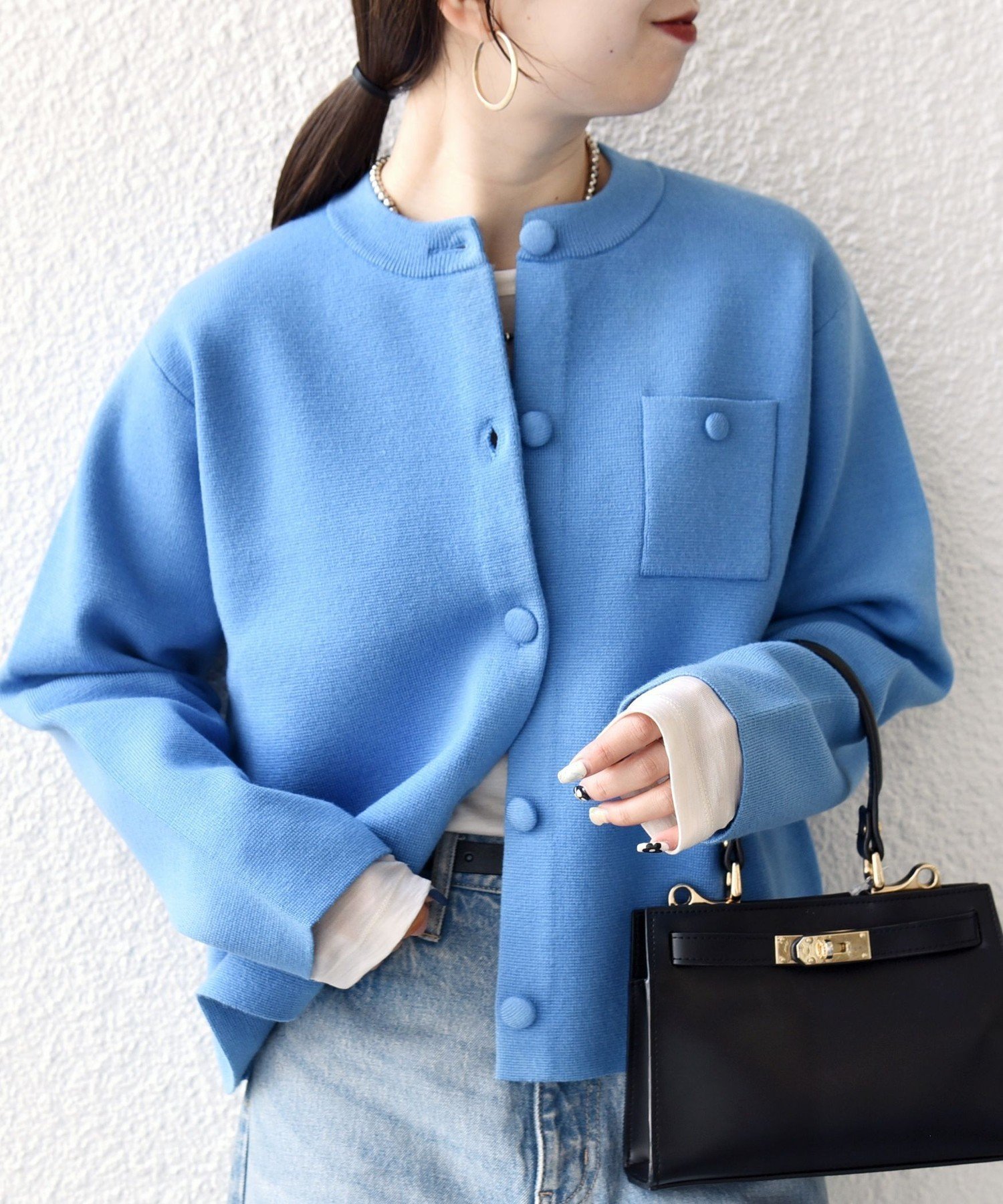 【シップス フォー ウィメン/SHIPS】のSHIPS any ミラノリブ ノーカラー ニット ジャケット カーディガン インテリア・キッズ・メンズ・レディースファッション・服の通販 founy(ファニー) 　ファッション　Fashion　レディースファッション　Fashion for Women　洗える　Machine Washable　カーディガン　Cardigan, Knitwear　ショルダー　Shoulder, Shoulder Strap　ジャケット　Jacket, Outerwear　タートル　Turtleneck, Turtle Collar　ダウン　Down, Puffer　ドロップ　Drop Shoulder, Dropped Style　人気　Popular, Best Seller　ミラノリブ　Milano Rib, Milano Stitch　リラックス　Relax, Relaxed Fit　冬　Winter / This Winter　おすすめ　Recommended / Our Picks　ビジネス 仕事 通勤　Business / Work / Commuting　2025年　2025　2025-2026秋冬・A/W　Autumn/Winter 2025–26 AW25–26　ブルー系その他|ID: prp329100004846149 ipo3291000000036182751