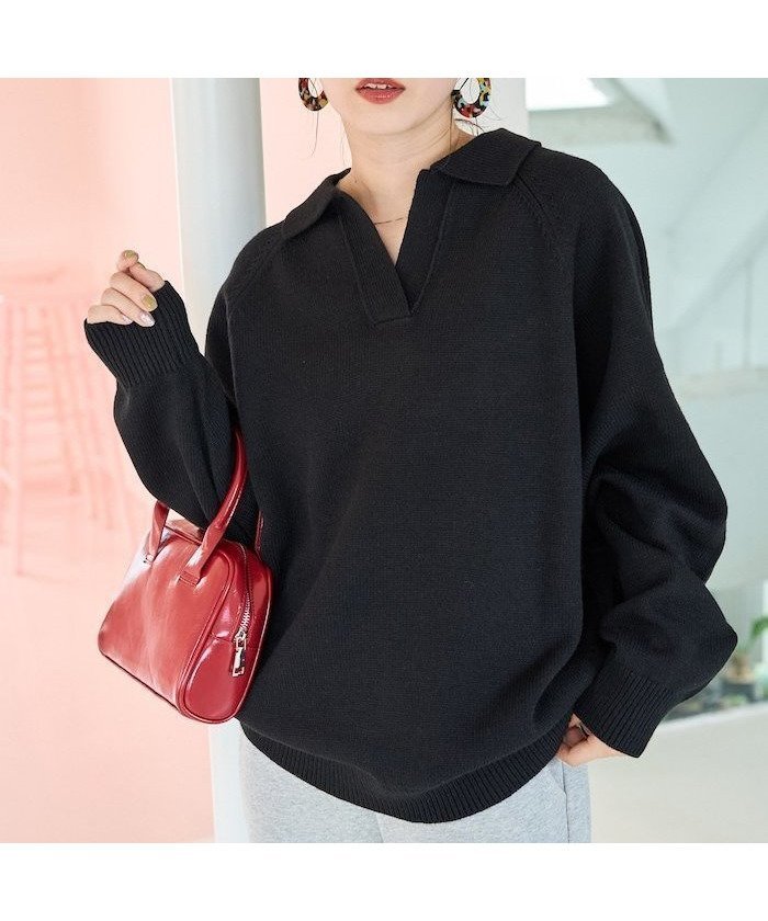 【フリークスストア/FREAK'S STORE】のポロ襟 スキッパー ニット プルオーバー【限定展開】 25AW インテリア・キッズ・メンズ・レディースファッション・服の通販 founy(ファニー) 　ファッション　Fashion　レディースファッション　Fashion for Women　トップス・カットソー　Cut & Sew Tops　ニット　Knit Tops & Sweaters　カジュアルプルオーバー・ニットトップス　Pullovers & Knit Tops / Casual Pullovers　2025年　2025　2025-2026秋冬・A/W　Autumn/Winter 2025–26 AW25–26　冬　Winter / This Winter　スキッパー　Skipper, Open Collar　ポロシャツ　Polo Shirt, Collared Tee　リラックス　Relax, Relaxed Fit　人気　Popular, Best Seller　A/W・秋冬　Autumn/Winter　ブラック|ID: prp329100004846197 ipo3291000000036070118