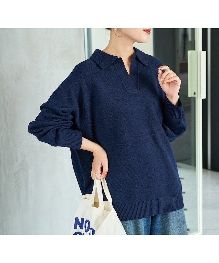 【フリークスストア/FREAK'S STORE】のポロ襟 スキッパー ニット プルオーバー【限定展開】 25AW インテリア・キッズ・メンズ・レディースファッション・服の通販 founy(ファニー) 　ファッション　Fashion　レディースファッション　Fashion for Women　トップス・カットソー　Cut & Sew Tops　ニット　Knit Tops & Sweaters　カジュアルプルオーバー・ニットトップス　Pullovers & Knit Tops / Casual Pullovers　2025年　2025　2025-2026秋冬・A/W　Autumn/Winter 2025–26 AW25–26　冬　Winter / This Winter　スキッパー　Skipper, Open Collar　ポロシャツ　Polo Shirt, Collared Tee　リラックス　Relax, Relaxed Fit　人気　Popular, Best Seller　A/W・秋冬　Autumn/Winter　ネイビー|ID: prp329100004846197 ipo3291000000036070125