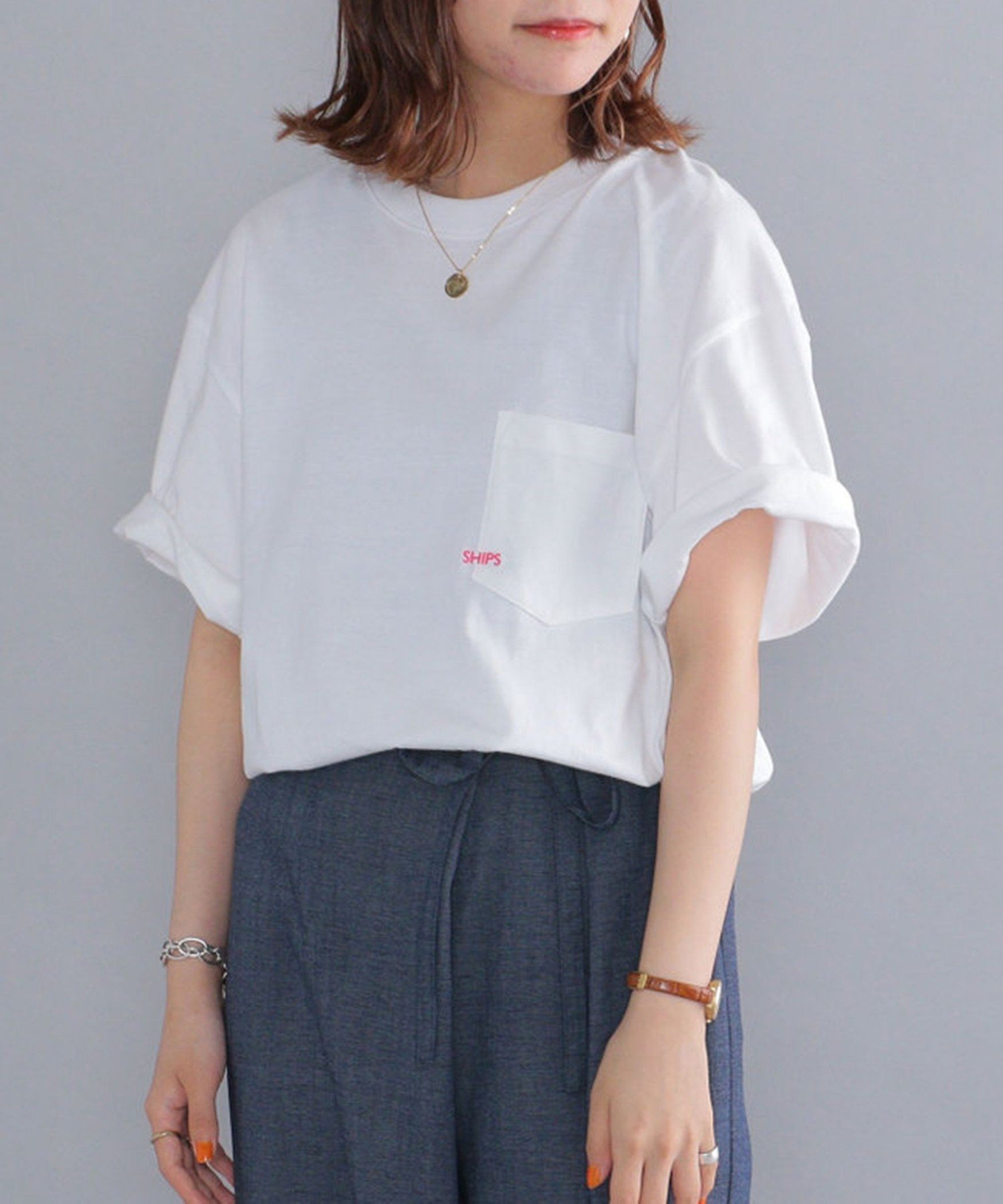 【シップス フォー ウィメン/SHIPS】の【WEB限定】SHIPS マイクロ SHIPSロゴ ポケット Tシャツ インテリア・キッズ・メンズ・レディースファッション・服の通販 founy(ファニー) 　ファッション　Fashion　レディースファッション　Fashion for Women　トップス・カットソー　Cut & Sew Tops　シャツ・ブラウス・オフィスカジュアル　Elegant Blouses & Button-Ups　ロングTシャツ・Tシャツ　Longline T-Shirts & Tees　クール　Cool, Chic　ストーン　Stone, Gem-Like　定番　Standard, Basic Item　ポケット　Pocket, Pocket Detail　おすすめ　Recommended / Our Picks　ピンク|ID: prp329100004846225 ipo3291000000036119683