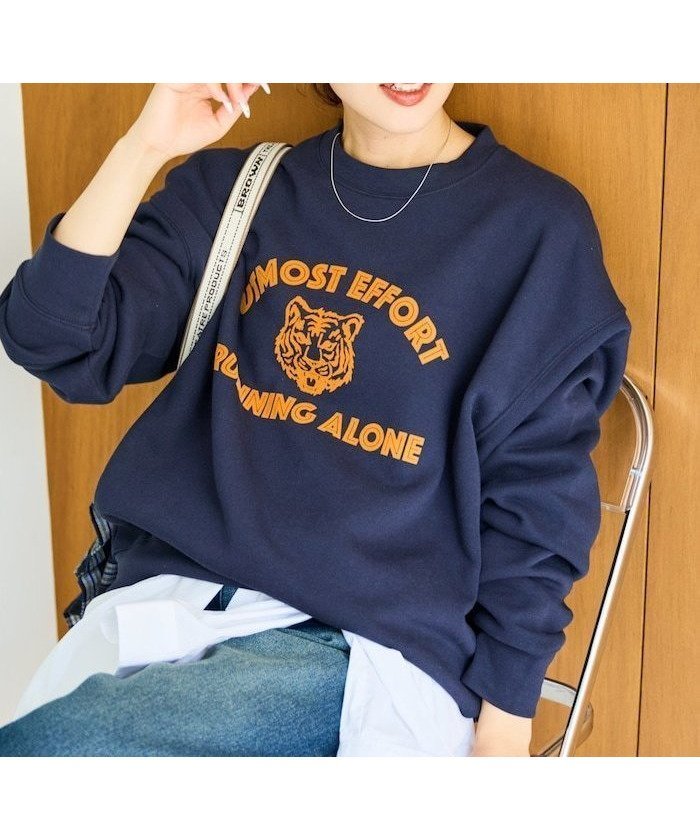 【フリークスストア/FREAK'S STORE】のアニマル カレッジ フロッキー ロゴ スウェット【限定展開】 25AW インテリア・キッズ・メンズ・レディースファッション・服の通販 founy(ファニー) 　ファッション　Fashion　レディースファッション　Fashion for Women　トップス・カットソー　Cut & Sew Tops　レディースパーカー・カジュアルフーディー　Casual Hoodies & Sweatshirts　スウェット・クルーネックトップス　Sweatshirts & Crewnecks / Relaxed Fit Sweat Tops　アニマル　Animal Print　キャップ　Cap, Baseball Cap　ショート　Short, Short Length　スウェット / スエット　Sweatshirt, Sweatwear　ストレート　Straight, Straight Cut　スニーカー　Sneakers, Trainers　ダウン　Down, Puffer　デニム　Denim, Jeans Material　人気　Popular, Best Seller　バランス　Balance, Style Balance　ブルゾン　Blouson, Bomber Jacket　ルーズ　Loose, Oversized　ワイド　Wide, Wide Fit　A/W・秋冬　Autumn/Winter　冬　Winter / This Winter　おすすめ　Recommended / Our Picks　2025年　2025　2025-2026秋冬・A/W　Autumn/Winter 2025–26 AW25–26　ネイビー|ID: prp329100004846513 ipo3291000000036120937