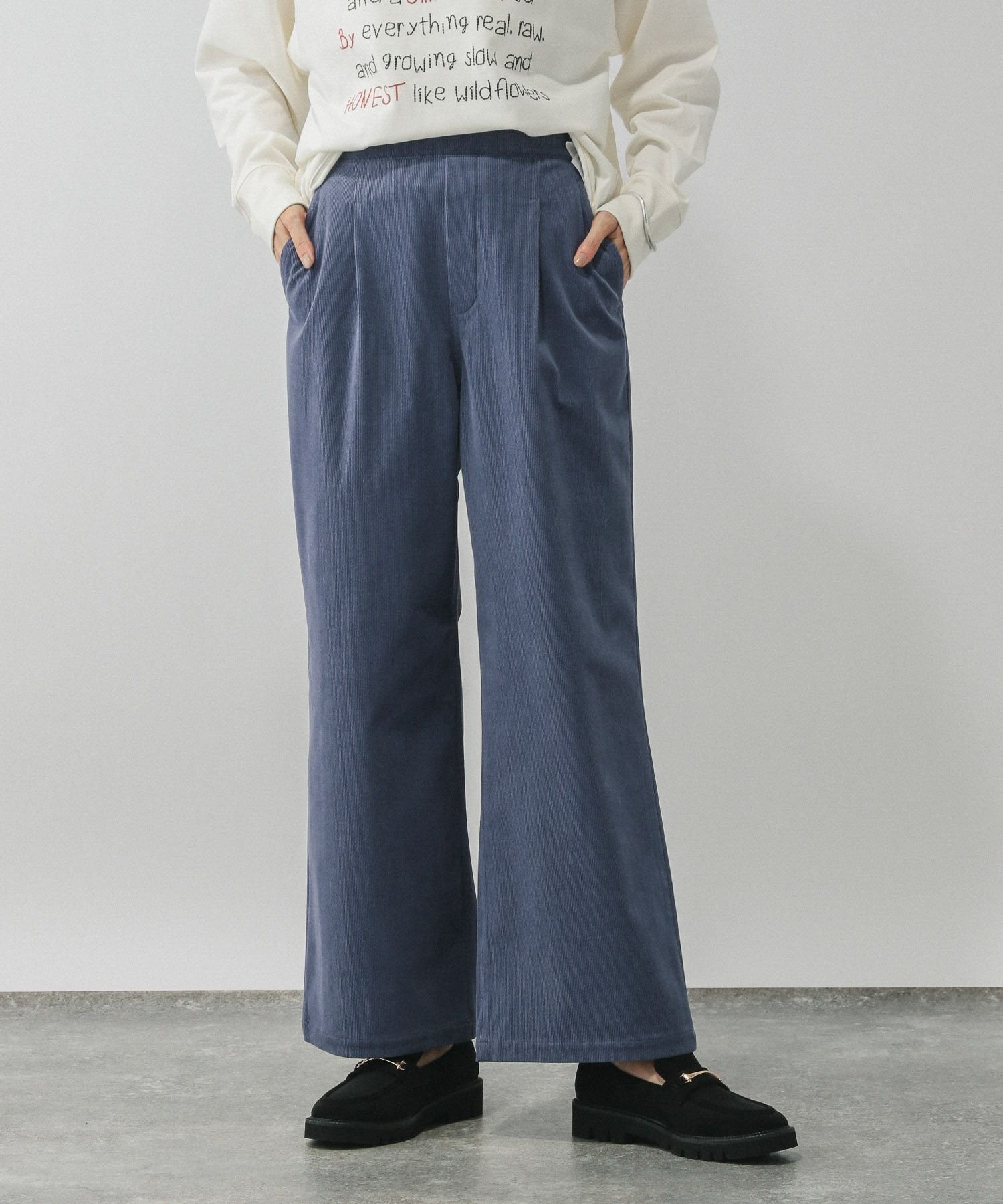 【グローバルワーク/GLOBAL WORK】のイージーケアコーデュロイストレートパンツ/575183 インテリア・キッズ・メンズ・レディースファッション・服の通販 founy(ファニー) ファッション Fashion レディースファッション Fashion for Women パンツ Pants & Trousers おすすめ Recommended / Our Picks コーデュロイ Corduroy, Cord Fabric ジャケット Jacket, Outerwear ストレッチ Stretch, Stretchy Fabric ストレート Straight, Straight Cut フェミニン Feminine, Girly ラッフル Ruffle, Frill レース Lace, Lace Fabric エレガント 上品 Elegant 冬 Winter / This Winter ブルー86|ID: prp329100004846652 ipo3291000000035379113