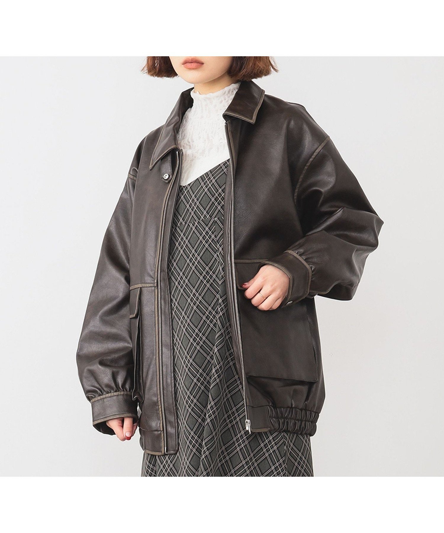 【ビームス ウイメン/BEAMS】の【ベストセラー/春アウター/ゆったり/羽織るだけでサマになる】フェイクレザー フライト ジャケット ブラック ブラウン 人気、トレンドファッション・服の通販 founy(ファニー) 　ファッション　Fashion　レディースファッション　Fashion for Women　アウター　Coat / Outerwear Collection　レディースジャケット・軽アウター　Jackets　春　Spring　カフス　Cuff Design　ジャケット　Jacket, Outerwear　トレンド　Trend, Trending Now　ドット　Polka Dot, Dot Pattern　人気　Popular, Best Seller　フェイクレザー　Faux Leather, PU Leather　ブルゾン　Blouson, Bomber Jacket　ミックス　Mix, Mixed Style　おすすめ　Recommended / Our Picks　エレガント 上品　Elegant　 other-1|ID: prp329100004847883 ipo3291000000036294531