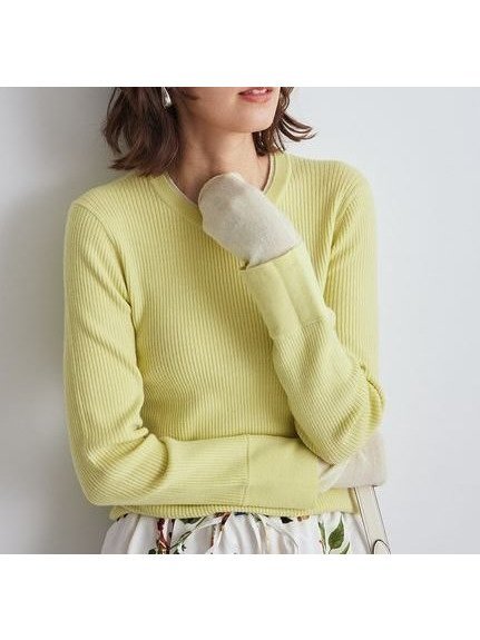 【ミラオーウェン/Mila Owen】のバイカラーリブニット インテリア・キッズ・メンズ・レディースファッション・服の通販 founy(ファニー) 　雑誌掲載アイテム　Magazine Picks & Fashion Features　ファッション雑誌　Fashion Magazines　オッジ　Oggi　ファッション　Fashion　レディースファッション　Fashion for Women　トップス・カットソー　Cut & Sew Tops　ニット　Knit Tops & Sweaters　アクリル　Acrylic Material　春　Spring　3月号　March Issue　シンプル　Simple, Minimal　ジャケット　Jacket, Outerwear　スタイリッシュ　Stylish, Fashionable　スマート　Smart, Elegant　雑誌　Magazine, Fashion Magazine　フォルム　Silhouette, Form　ボトム　Bottoms, Lower Wear　モノトーン　Monotone, Black and White　リブニット　Rib Knit, Ribbed Knit　エレガント 上品　Elegant　LIME[022]|ID: prp329100004847928 ipo3291000000036257633