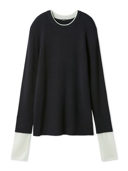 【ミラオーウェン/Mila Owen】のバイカラーリブニット インテリア・キッズ・メンズ・レディースファッション・服の通販 founy(ファニー) 　雑誌掲載アイテム　Magazine Picks & Fashion Features　ファッション雑誌　Fashion Magazines　オッジ　Oggi　ファッション　Fashion　レディースファッション　Fashion for Women　トップス・カットソー　Cut & Sew Tops　ニット　Knit Tops & Sweaters　アクリル　Acrylic Material　春　Spring　3月号　March Issue　シンプル　Simple, Minimal　ジャケット　Jacket, Outerwear　スタイリッシュ　Stylish, Fashionable　スマート　Smart, Elegant　雑誌　Magazine, Fashion Magazine　フォルム　Silhouette, Form　ボトム　Bottoms, Lower Wear　モノトーン　Monotone, Black and White　リブニット　Rib Knit, Ribbed Knit　エレガント 上品　Elegant　NVY[089]|ID: prp329100004847928 ipo3291000000036257635