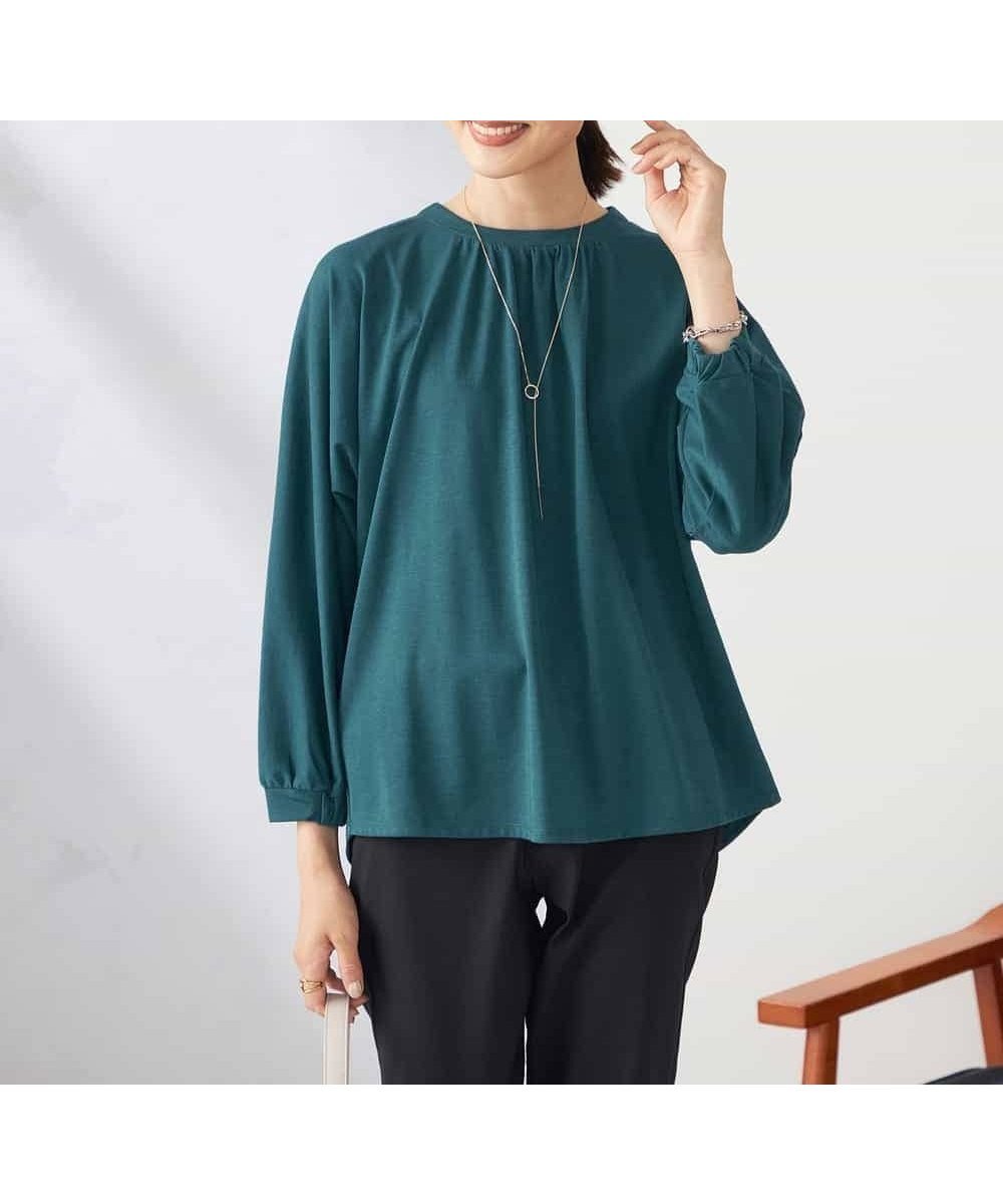 【アー ヴェー ヴェー/a.v.v】のギャザーネックドルマントップス インテリア・キッズ・メンズ・レディースファッション・服の通販 founy(ファニー) 　ファッション　Fashion　レディースファッション　Fashion for Women　トップス・カットソー　Cut & Sew Tops　インナー　Innerwear　秋　Autumn　カットソー　Cut and Sewn Top　今季　This Season, Current Season　ジャケット　Jacket, Outerwear　人気　Popular, Best Seller　ベスト　Vest, Waistcoat　ベーシック　Basic, Essential　ボトム　Bottoms, Lower Wear　再入荷　Restock / Back in Stock　エレガント 上品　Elegant　ビジネス 仕事 通勤　Business / Work / Commuting　グリーン|ID: prp329100004848127 ipo3291000000035431846