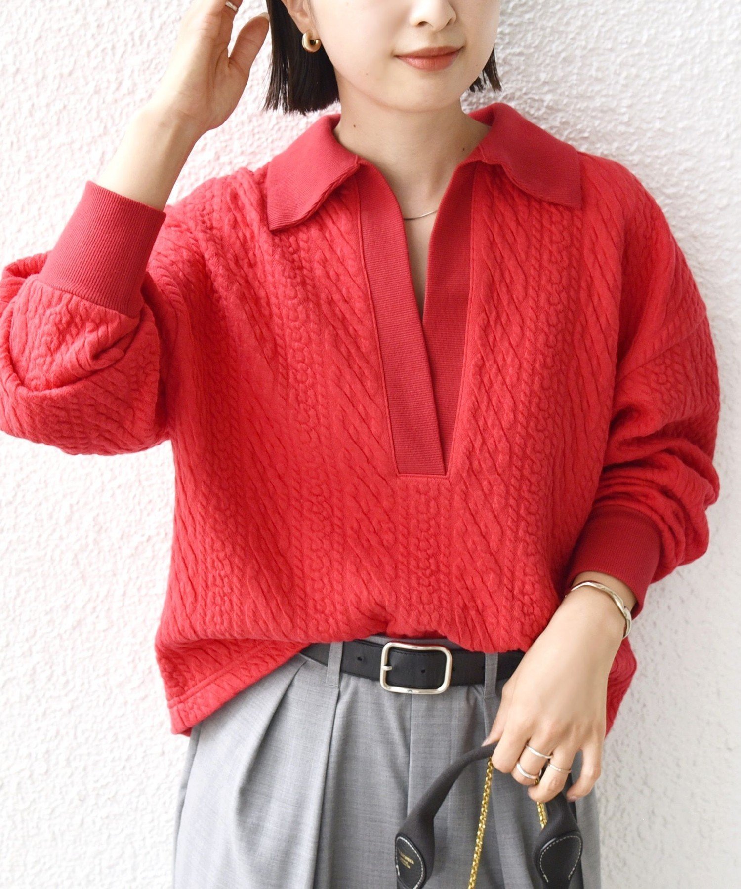 【シップス フォー ウィメン/SHIPS】の【WEB限定】 手洗い可能 ケーブル ジャージー ポロ プルオーバー インテリア・キッズ・メンズ・レディースファッション・服の通販 founy(ファニー) 　ファッション　Fashion　レディースファッション　Fashion for Women　トップス・カットソー　Cut & Sew Tops　カジュアルプルオーバー・ニットトップス　Pullovers & Knit Tops / Casual Pullovers　軽量　Lightweight, Ultra Light　シンプル　Simple, Minimal　スウェット / スエット　Sweatshirt, Sweatwear　バランス　Balance, Style Balance　ボトム　Bottoms, Lower Wear　ポケット　Pocket, Pocket Detail　マニッシュ　Mannish, Boyish　おすすめ　Recommended / Our Picks　2025年　2025　2025-2026秋冬・A/W　Autumn/Winter 2025–26 AW25–26　レッド|ID: prp329100004848218 ipo3291000000036118937