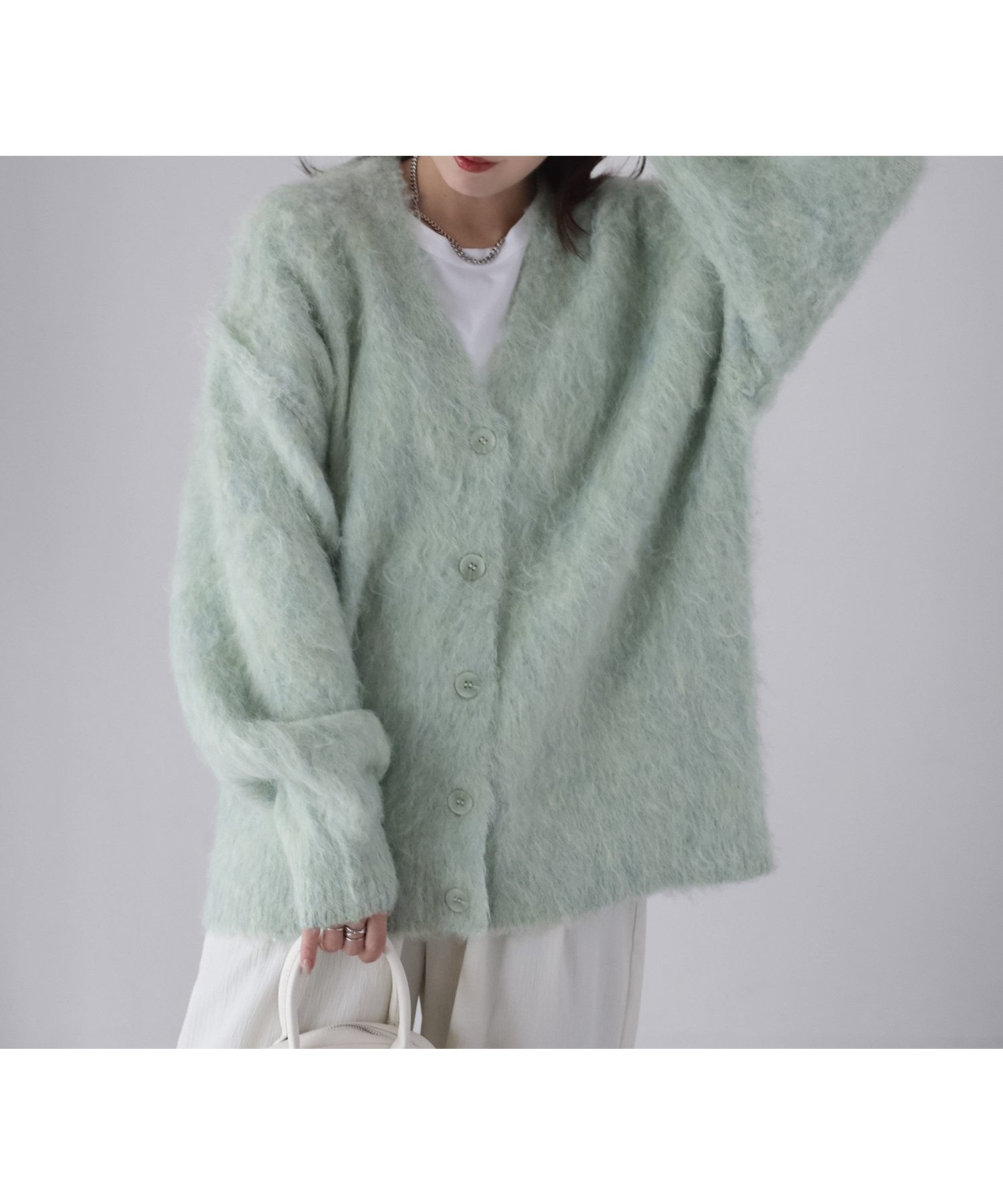 【リベリー/Riberry】のシャギーVネックニットカーディガン インテリア・キッズ・メンズ・レディースファッション・服の通販 founy(ファニー) 　ファッション　Fashion　レディースファッション　Fashion for Women　トップス・カットソー　Cut & Sew Tops　ニット　Knit Tops & Sweaters　カーディガン・羽織り　Layered Style Cardigans　Vネックトップス　V-Neck Tops / V-Cut Neckline Shirts　インナー　Innerwear　ウェーブ　Wavy Pattern　春　Spring　カーディガン　Cardigan, Knitwear　キャミソール　Camisole, Spaghetti Strap Top　キャミワンピース　Cami Dress, Slip Dress　シンプル　Simple, Minimal　ストレート　Straight, Straight Cut　スリーブ　Sleeve, Long Sleeve / Short Sleeve　デニム　Denim, Jeans Material　人気　Popular, Best Seller　バランス　Balance, Style Balance　フェミニン　Feminine, Girly　フレア　Flare, Flared　ボトム　Bottoms, Lower Wear　再入荷　Restock / Back in Stock　おすすめ　Recommended / Our Picks　ミント|ID: prp329100004848714 ipo3291000000035454137