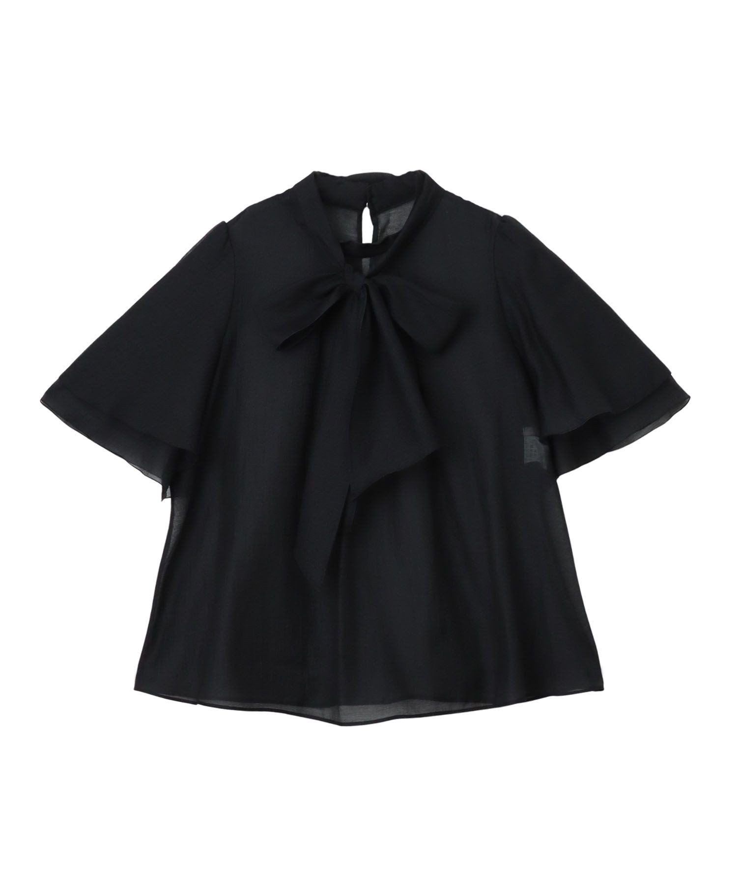 【アナイ/ANAYI】のスパンオーガンジーボウタイ ブラウス インテリア・キッズ・メンズ・レディースファッション・服の通販 founy(ファニー) 　ファッション　Fashion　レディースファッション　Fashion for Women　トップス・カットソー　Cut & Sew Tops　シャツ・ブラウス・オフィスカジュアル　Elegant Blouses & Button-Ups　おすすめ　Recommended / Our Picks　オーガンジー　Organza Fabric　シアー　Sheer, See-Through　シンプル　Simple, Minimal　ジャケット　Jacket, Outerwear　スマート　Smart, Elegant　ワッシャー　Washer, Crinkled Finish　再入荷　Restock / Back in Stock　A/W・秋冬　Autumn/Winter　black|ID: prp329100004848728 ipo3291000000035454592