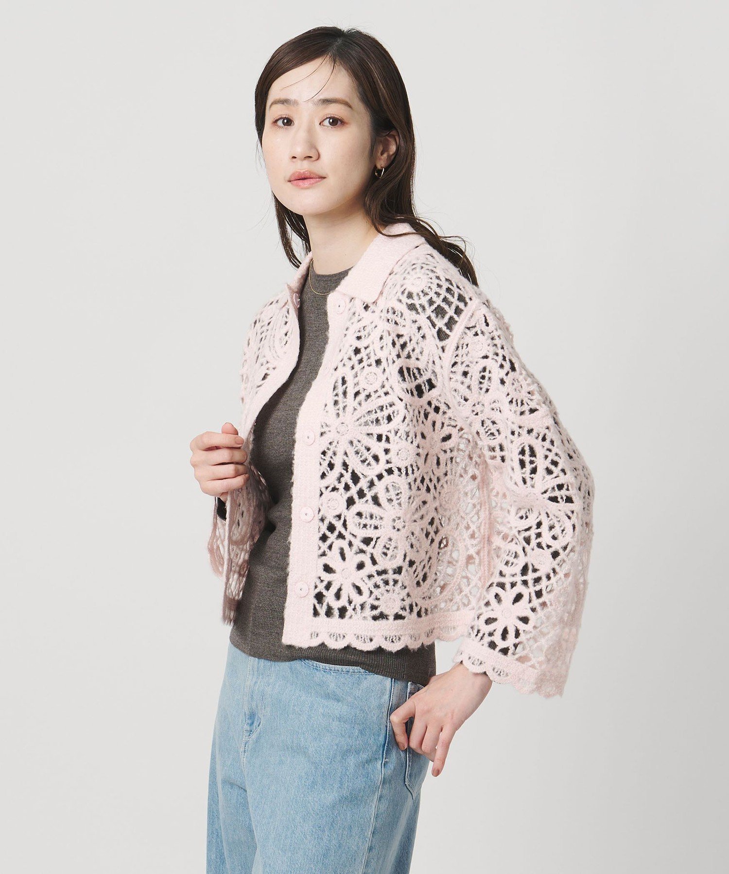 【ユナイテッドアローズ/UNITED ARROWS】のクロシェ ポロ カーディガン インテリア・キッズ・メンズ・レディースファッション・服の通販 founy(ファニー) ファッション Fashion レディースファッション Fashion for Women トップス・カットソー Cut & Sew Tops カーディガン・羽織り Layered Style Cardigans おすすめ Recommended / Our Picks カットソー Cut and Sewn Top カーディガン Cardigan, Knitwear クロシェ Crochet, Knitted Lace デニム Denim, Jeans Material フェミニン Feminine, Girly ボトム Bottoms, Lower Wear LT.PINK|ID: prp329100004848751 ipo3291000000035455053