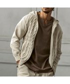 【シフォン/SHIFFON / MEN】のAKM Contemporary サイドケーブルニットパーカー white|ID: prp329100004848793 ipo3291000000035455784