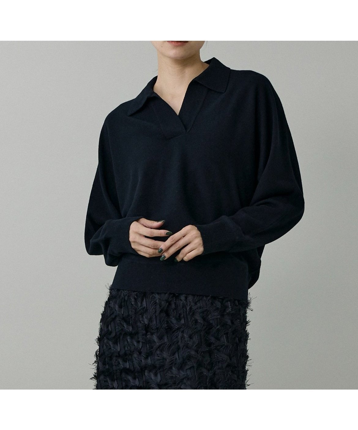 【イネド/INED】のポロ衿ドルマンニット インテリア・キッズ・メンズ・レディースファッション・服の通販 founy(ファニー) ファッション Fashion レディースファッション Fashion for Women トップス・カットソー Cut & Sew Tops ニット Knit Tops & Sweaters スキッパー Skipper, Open Collar スマート Smart, Elegant なめらか Smooth, Silky Texture ブラック|ID: prp329100004848829 ipo3291000000035456631