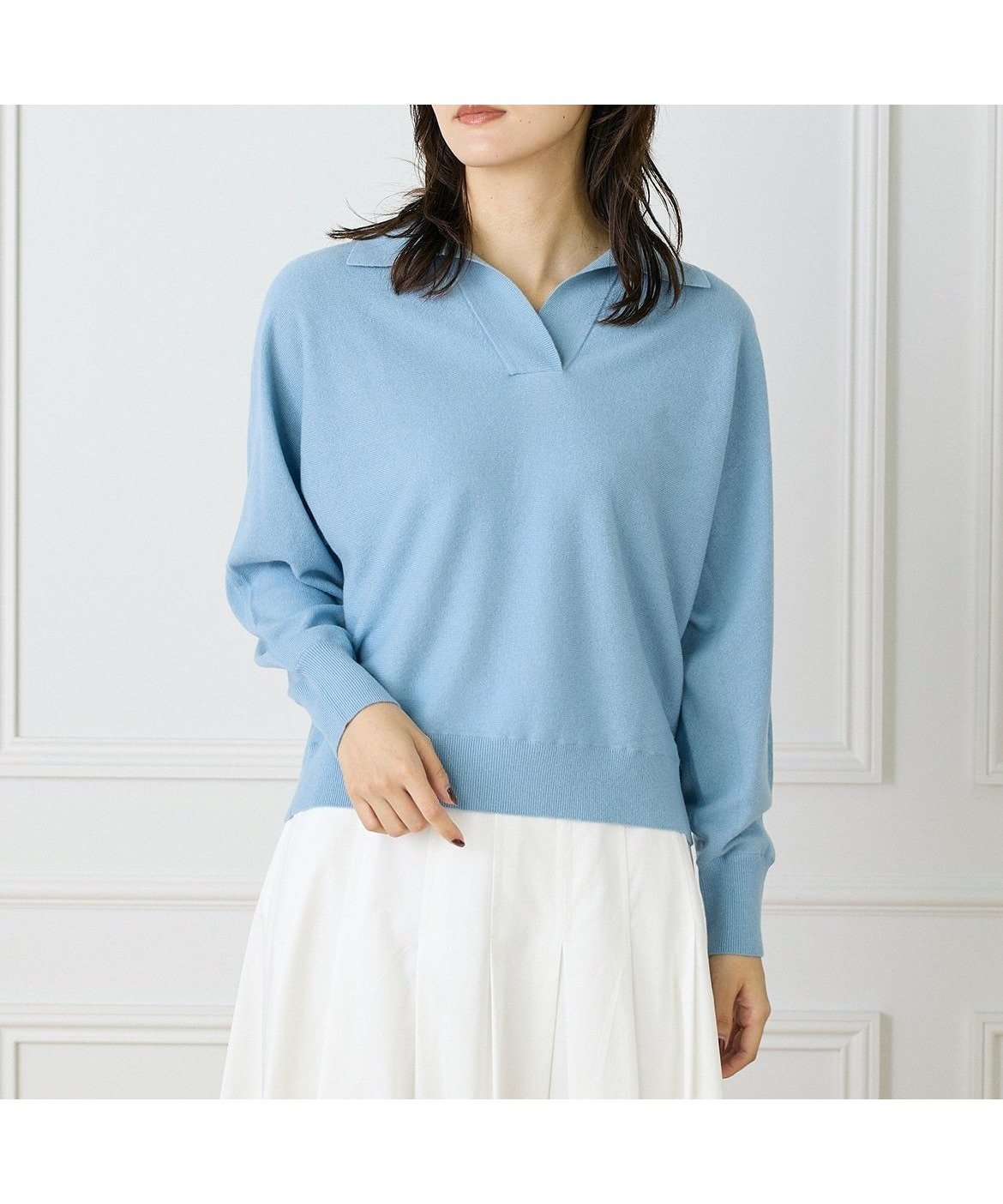 【イネド/INED】のポロ衿ドルマンニット インテリア・キッズ・メンズ・レディースファッション・服の通販 founy(ファニー) ファッション Fashion レディースファッション Fashion for Women トップス・カットソー Cut & Sew Tops ニット Knit Tops & Sweaters スキッパー Skipper, Open Collar スマート Smart, Elegant なめらか Smooth, Silky Texture サックス|ID: prp329100004848829 ipo3291000000035456636