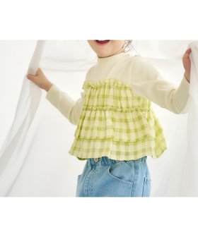 【エフオー オンラインストア/F.O.Online Store / KIDS】のWEB限定 シアーチェックドッキングトップス 人気、トレンドファッション・服の通販 founy(ファニー) ファッション Fashion キッズファッション Fashion for Kids トップス・カットソー Cut & Sew Tops 長袖 Long Sleeve, Full Sleeve |ID:prp329100004850797