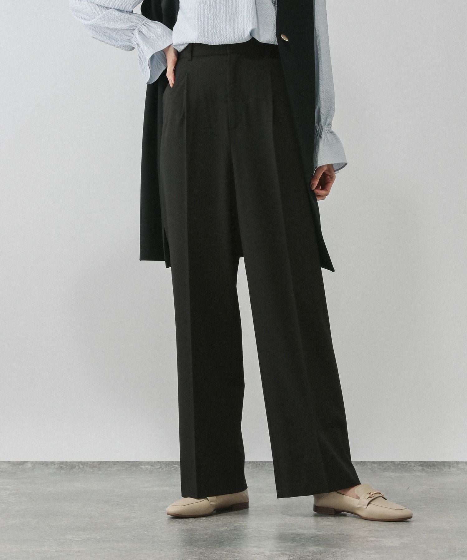 【グローバルワーク/GLOBAL WORK】のウツクシルエットワイドストレート/581010 インテリア・キッズ・メンズ・レディースファッション・服の通販 founy(ファニー) 　ファッション　Fashion　レディースファッション　Fashion for Women　春　Spring　ジャケット　Jacket, Outerwear　ストレッチ　Stretch, Stretchy Fabric　セットアップ　Set-Up, Coordinated Outfit　センター　Center, Center Line　ダブル　Double, Double-Breasted　ツイル　Twist, Twisted Detail　定番　Standard, Basic Item　人気　Popular, Best Seller　フォーマル　Formal, Dressy　楽ちん　Easy Fit, Comfortable　ワイド　Wide, Wide Fit　おすすめ　Recommended / Our Picks　セレモニー　Ceremony　ブラック09|ID: prp329100004850983 ipo3291000000036183655