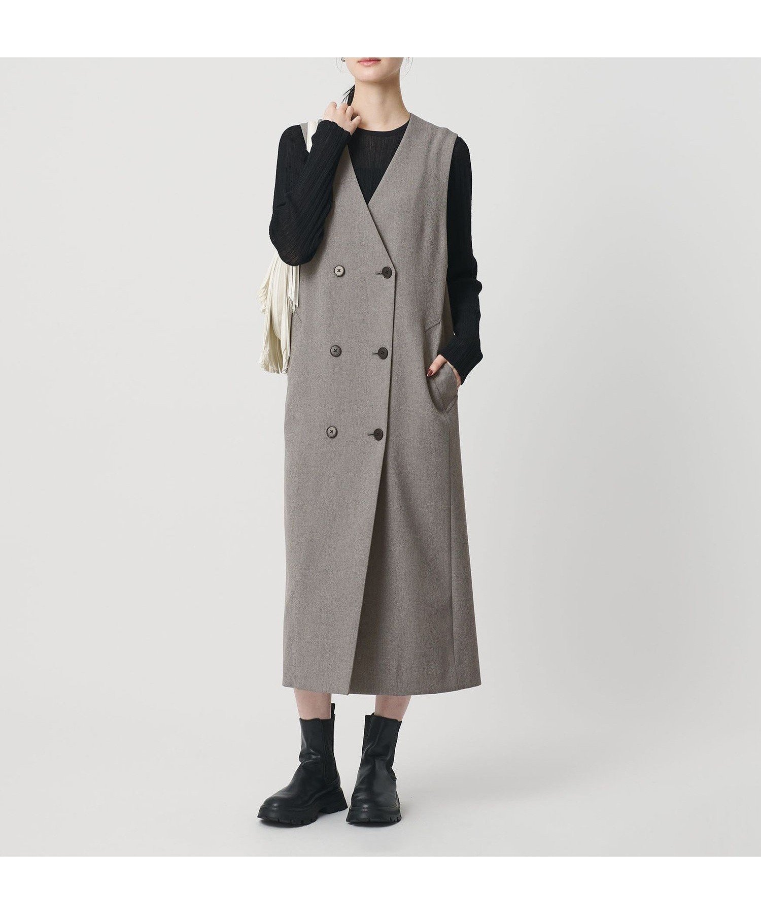 【ビューティ&ユース ユナイテッドアローズ/BEAUTY&YOUTH / UNITED ARROWS】のポリエステルブレンド ジレ ジャンパースカート 2WAY インテリア・キッズ・メンズ・レディースファッション・服の通販 founy(ファニー) 　ファッション　Fashion　レディースファッション　Fashion for Women　アウター　Coat / Outerwear Collection　インナー　Innerwear　ウォーム　Warm Fabric　クラシック　Classic, Timeless Style　ジャケット　Jacket, Outerwear　スマート　Smart, Elegant　セットアップ　Set-Up, Coordinated Outfit　ダブル　Double, Double-Breasted　ポケット　Pocket, Pocket Detail　おすすめ　Recommended / Our Picks　その他1|ID: prp329100004851019 ipo3291000000036297480