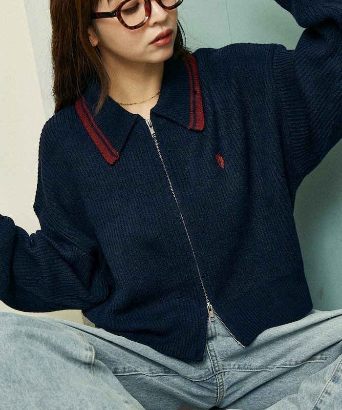 【フリークスストア/FREAK'S STORE】の襟ライン入り ドライバーズニット 限定展開 25AW インテリア・キッズ・メンズ・レディースファッション・服の通販 founy(ファニー) 　ファッション　Fashion　レディースファッション　Fashion for Women　トップス・カットソー　Cut & Sew Tops　ニット　Knit Tops & Sweaters　クロップド　Cropped, Short Length　スペシャル　Special, Limited Edition　トレンド　Trend, Trending Now　フェミニン　Feminine, Girly　フリル　Frill, Ruffle　マキシ　Maxi, Full Length　ワイド　Wide, Wide Fit　A/W・秋冬　Autumn/Winter　冬　Winter / This Winter　おすすめ　Recommended / Our Picks　2025年　2025　2025-2026秋冬・A/W　Autumn/Winter 2025–26 AW25–26　ネイビー|ID: prp329100004851449 ipo3291000000035590419