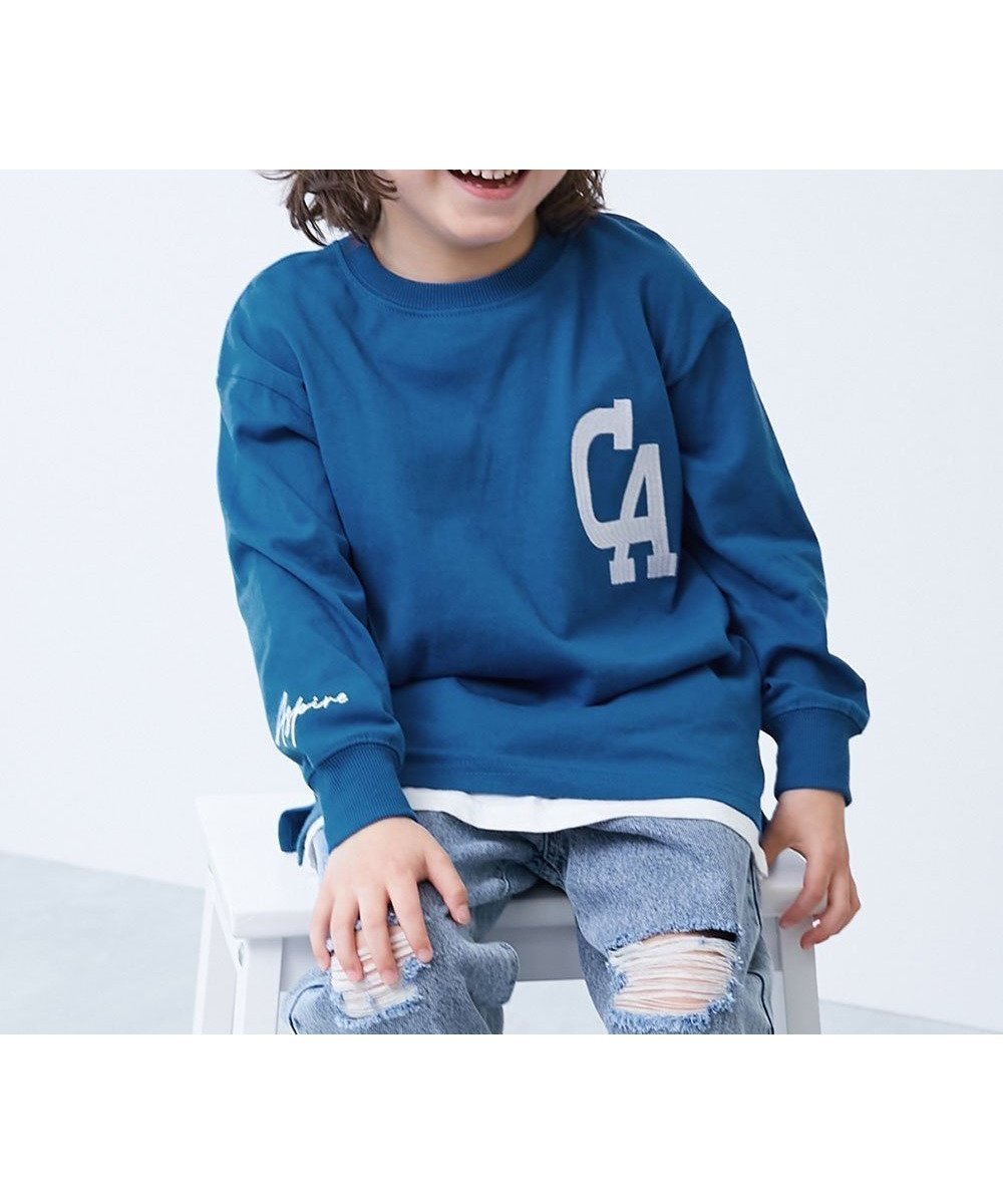 【デビロック/devirock / KIDS】の綿100% お洗濯してもよれにくい ビッグシルエット袖リブ ワンポイント刺繍 26SS インテリア・キッズ・メンズ・レディースファッション・服の通販 founy(ファニー) ファッション Fashion キッズファッション Fashion for Kids インナー Innerwear トレンド Trend, Trending Now ビッグ Big, Oversized リラックス Relax, Relaxed Fit ロング Long, Long-Length ワンポイント One Point, Statement Accent おすすめ Recommended / Our Picks 2026年 2026 003-CA-クラシックブルー|ID: prp329100004851492 ipo3291000000036067987