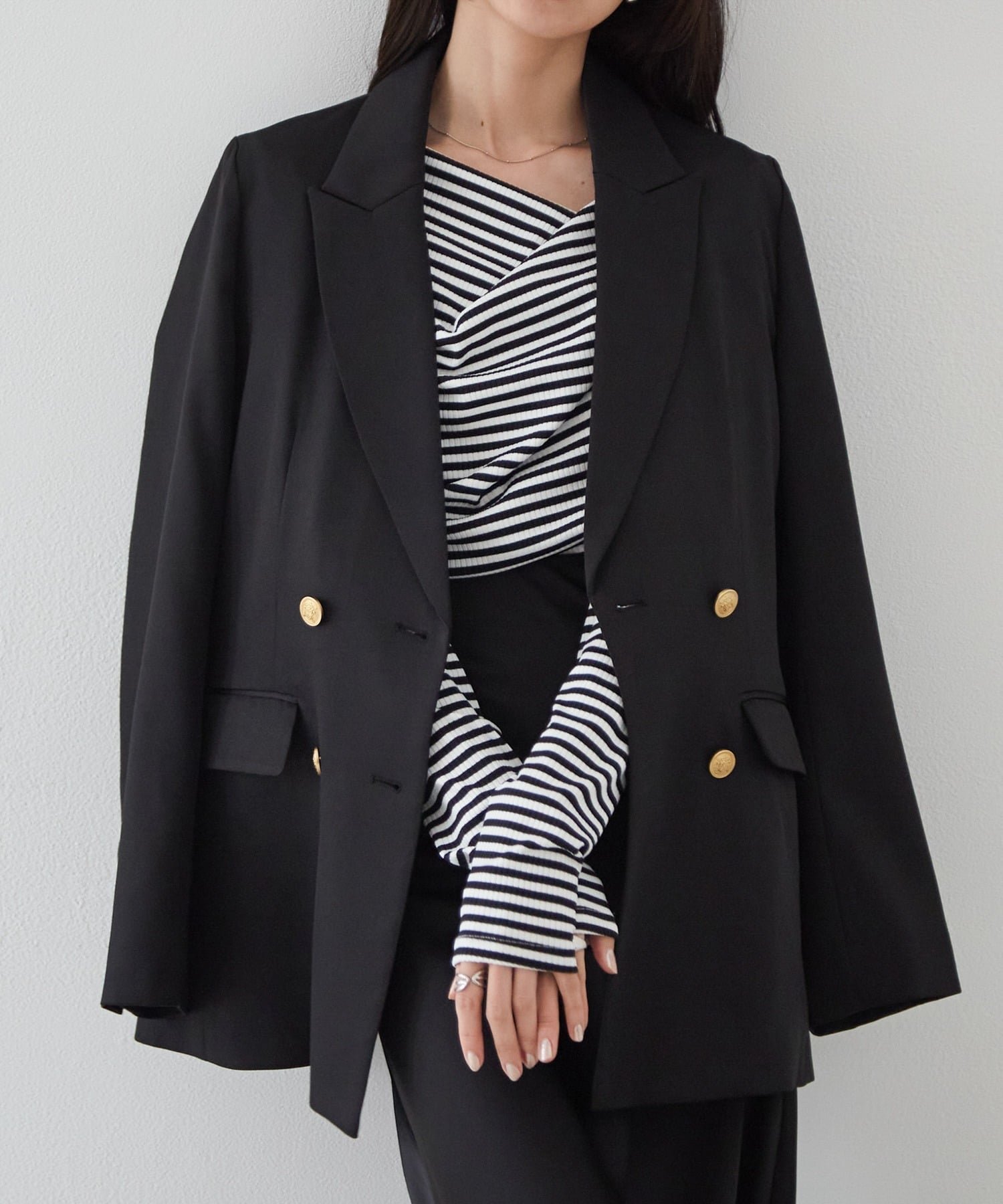 【ラナン/Ranan】のRanan/ゴールドボタンWテーラードジャケット インテリア・キッズ・メンズ・レディースファッション・服の通販 founy(ファニー) 　ファッション　Fashion　レディースファッション　Fashion for Women　アウター　Coat / Outerwear Collection　レディースジャケット・軽アウター　Jackets　テーラードジャケット / 通勤・きれいめスタイル　Tailored Jackets & Blazers　ウォッシャブル　Machine Washable　オケージョン　Occasion Wear　洗える　Machine Washable　秋　Autumn　スマート　Smart, Elegant　ダウン　Down, Puffer　チェック　Check, Plaid, Tartan　ツイード　Twill, Twill Weave　デニム　Denim, Jeans Material　ポケット　Pocket, Pocket Detail　マニッシュ　Mannish, Boyish　A/W・秋冬　Autumn/Winter　おすすめ　Recommended / Our Picks　エレガント 上品　Elegant　入学式　Entrance Ceremony　卒業式　Graduation Ceremony　結婚式　Wedding　披露宴　Wedding Reception　二次会　After Party　BL|ID: prp329100004851546 ipo3291000000035595142