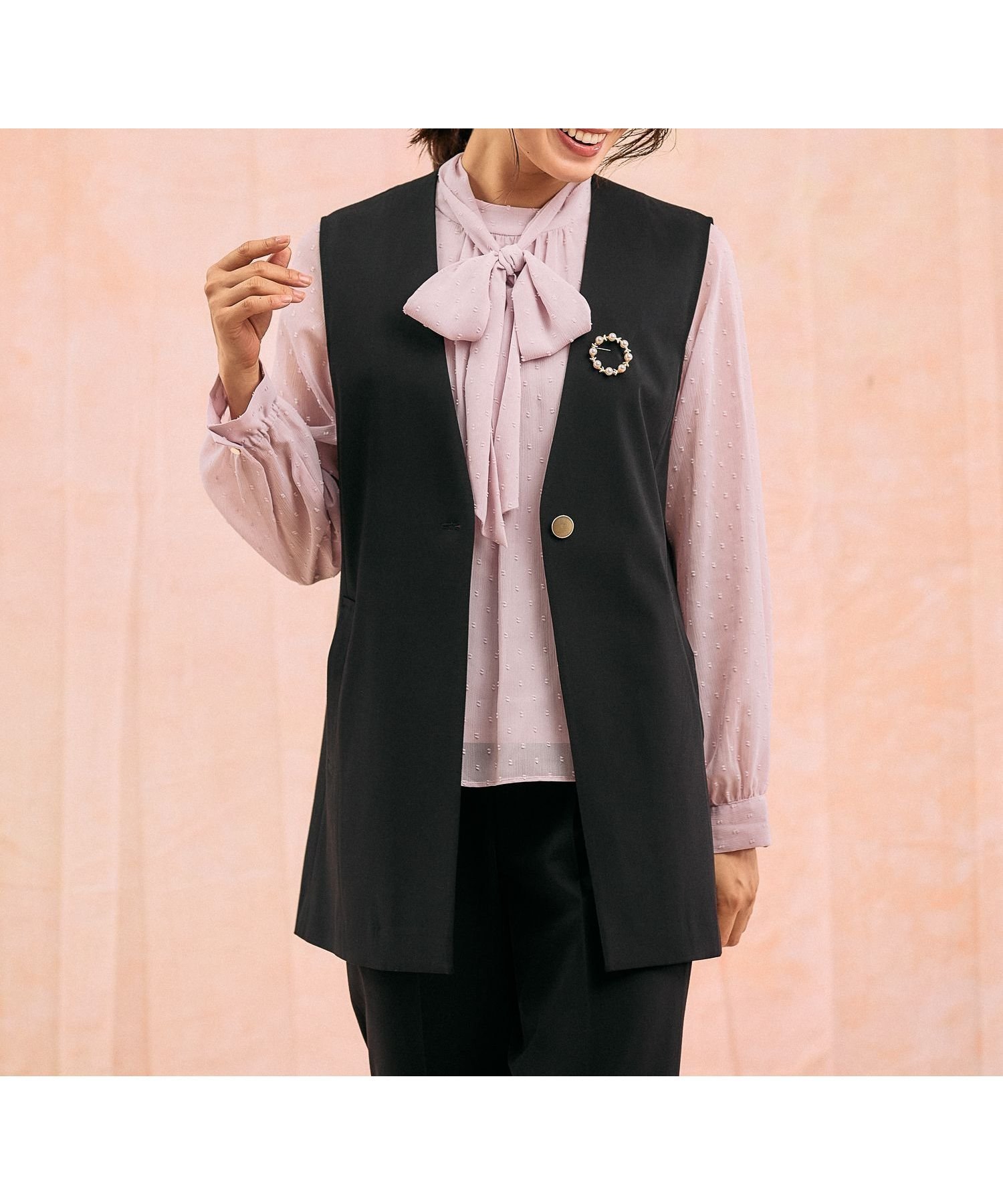 【グローバルワーク/GLOBAL WORK】のウツクシルエットジレ/581033 インテリア・キッズ・メンズ・レディースファッション・服の通販 founy(ファニー) 　ファッション　Fashion　レディースファッション　Fashion for Women　アウター　Coat / Outerwear Collection　トップス・カットソー　Cut & Sew Tops　ベスト&ジレ / 重ね着スタイル　Vests & Gilets　シンプル　Simple, Minimal　ストレッチ　Stretch, Stretchy Fabric　セットアップ　Set-Up, Coordinated Outfit　セレモニー　Ceremony　ブラック09|ID: prp329100004851653 ipo3291000000035600115