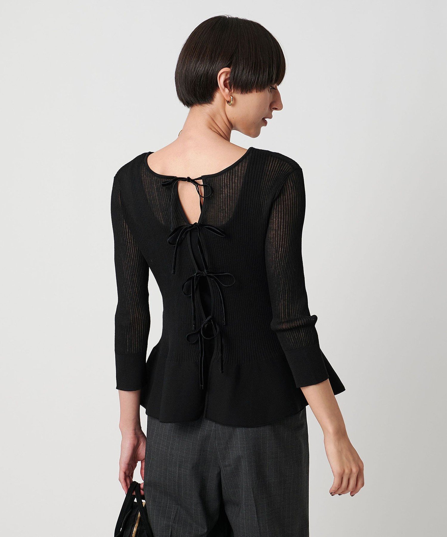 【ユナイテッドアローズ/UNITED ARROWS】のシアー リボン 2WAYカーディガン ウォッシャブル インテリア・キッズ・メンズ・レディースファッション・服の通販 founy(ファニー) 　ファッション　Fashion　レディースファッション　Fashion for Women　トップス・カットソー　Cut & Sew Tops　カーディガン・羽織り　Layered Style Cardigans　ウォッシャブル　Machine Washable　カーディガン　Cardigan, Knitwear　シアー　Sheer, See-Through　ストレート　Straight, Straight Cut　タイトスカート　Pencil Skirt, Tight Skirt　ベスト　Vest, Waistcoat　ベルベット　Velvet, Velvety　ペプラム　Peplum, Flared Hem　リボン　Ribbon, Bow　おすすめ　Recommended / Our Picks　BLACK|ID: prp329100004851655 ipo3291000000035600217