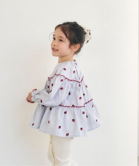 【エフオー オンラインストア/F.O.Online Store / KIDS】のフルーツ刺繍メローティアードチュニック 人気、トレンドファッション・服の通販 founy(ファニー) ファッション Fashion キッズファッション Fashion for Kids おすすめ Recommended / Our Picks 春 Spring 長袖 Long Sleeve, Full Sleeve |ID:prp329100004852171