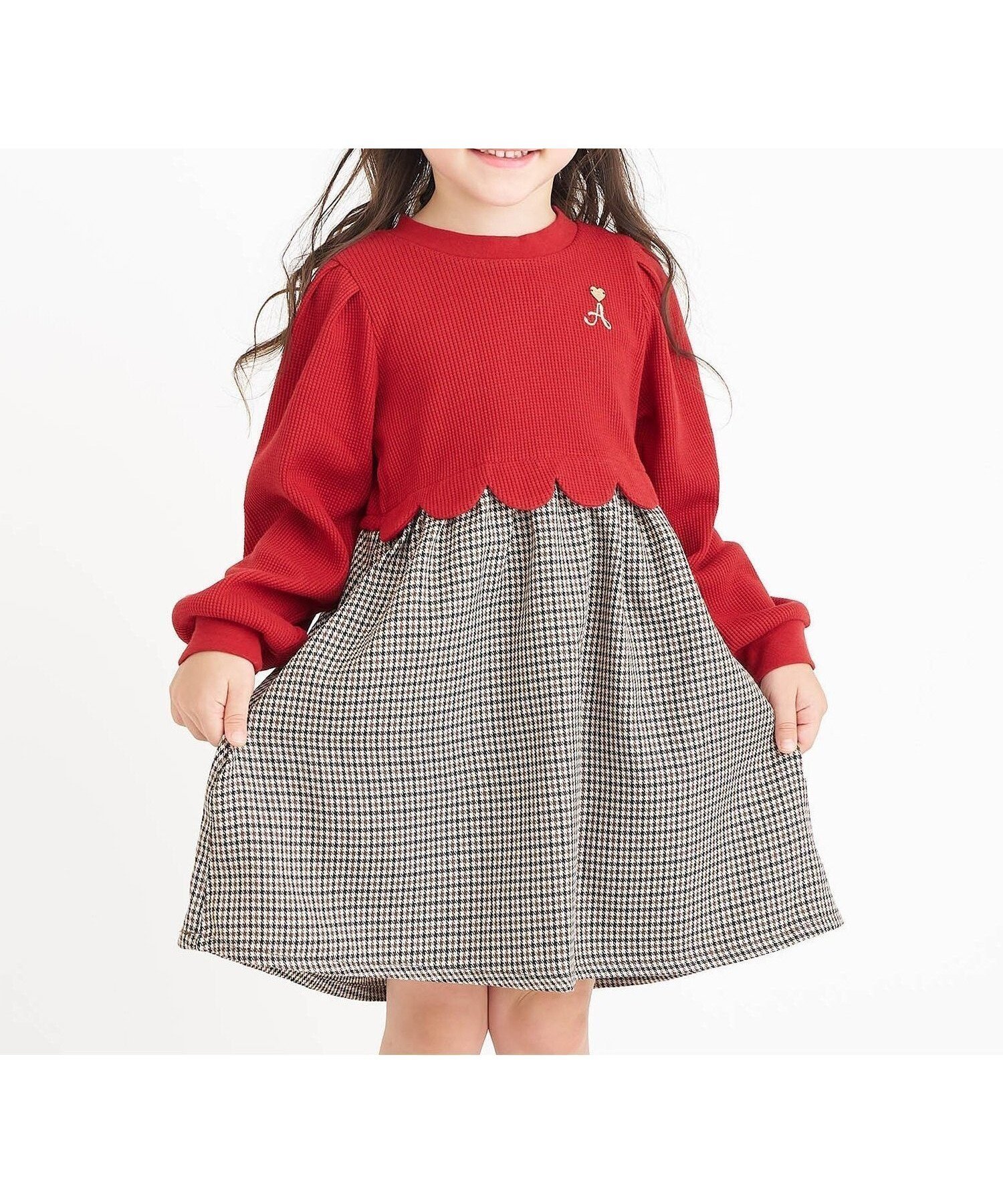 【エフオー オンラインストア/F.O.Online Store / KIDS】のWEB限定 スカラップドッキングワンピース インテリア・キッズ・メンズ・レディースファッション・服の通販 founy(ファニー) 　ファッション　Fashion　キッズファッション　Fashion for Kids　ワンピース　Dresses　プリント　Print, Printed Pattern　チェック柄|ID: prp329100004852196 ipo3291000000036067287