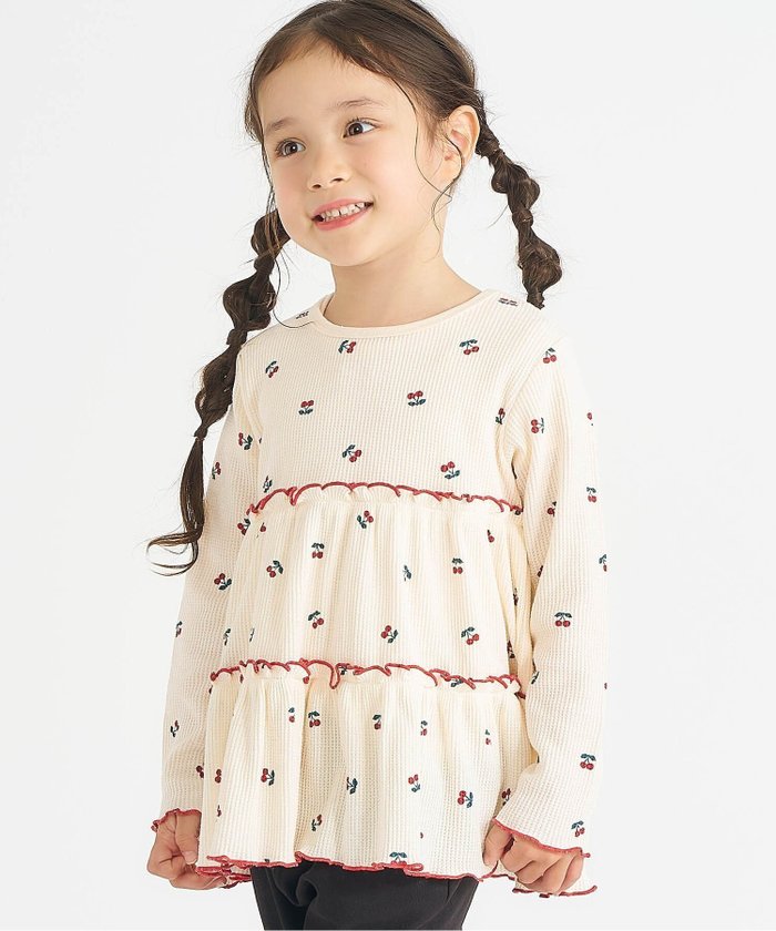 【エフオー オンラインストア/F.O.Online Store / KIDS】の【新色追加/WEB限定】ワッフルティアードTシャツ インテリア・キッズ・メンズ・レディースファッション・服の通販 founy(ファニー) https://founy.com/ ファッション Fashion キッズファッション Fashion for Kids ワッフル Waffle, Waffle Knit 長袖 Long Sleeve, Full Sleeve |ID: prp329100004852285 ipo3291000000035991682
