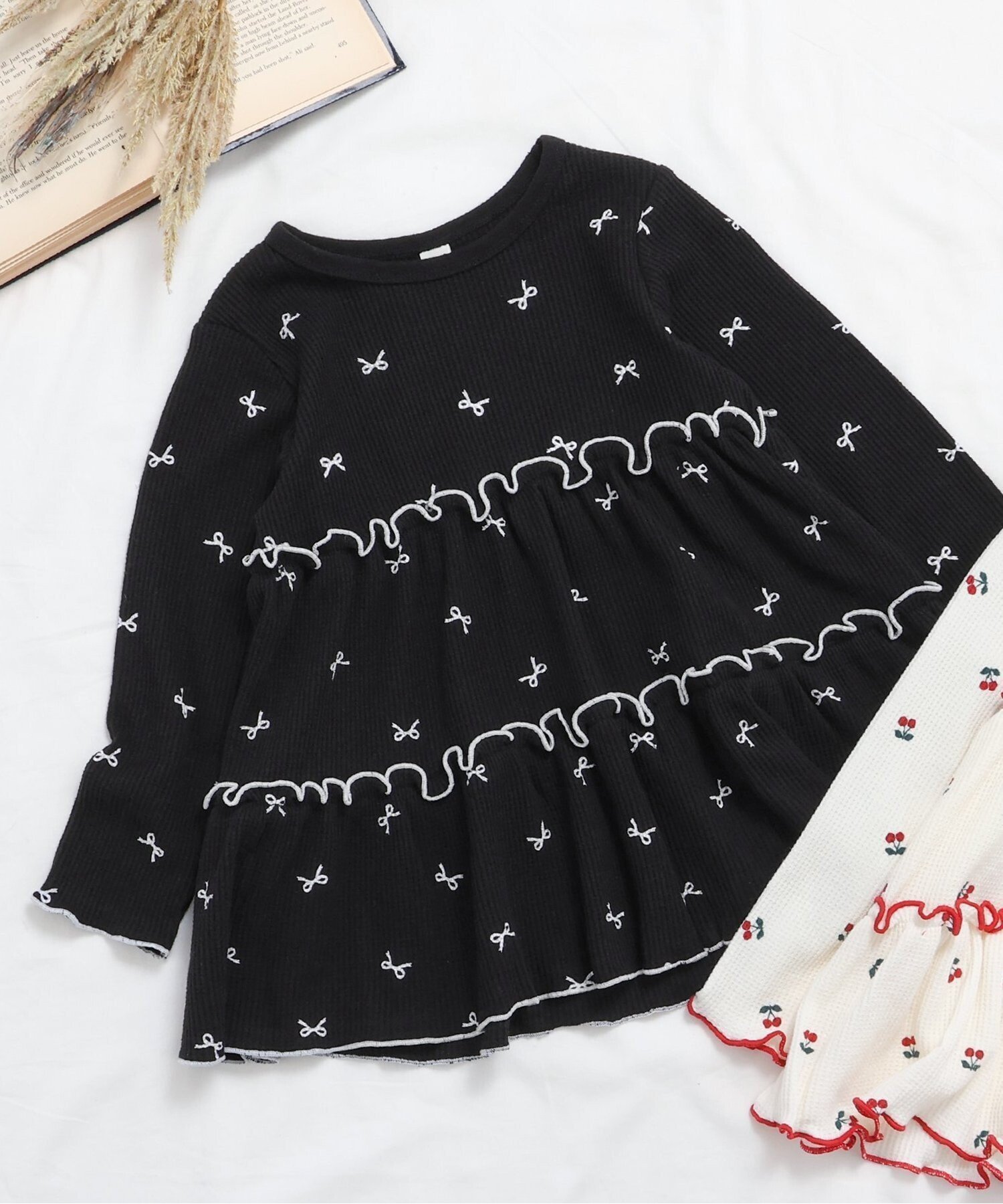 【エフオー オンラインストア/F.O.Online Store / KIDS】の【新色追加/WEB限定】ワッフルティアードTシャツ インテリア・キッズ・メンズ・レディースファッション・服の通販 founy(ファニー) 　ファッション　Fashion　キッズファッション　Fashion for Kids　ワッフル　Waffle, Waffle Knit　長袖　Long Sleeve, Full Sleeve　ブラック|ID: prp329100004852285 ipo3291000000035991691