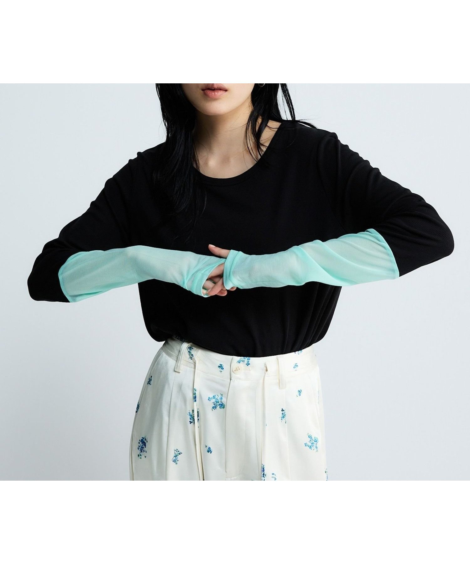 【ジーナシス/JEANASiS】のドッキングテレコLS TEE インテリア・キッズ・メンズ・レディースファッション・服の通販 founy(ファニー) 　ファッション　Fashion　レディースファッション　Fashion for Women　おすすめ　Recommended / Our Picks　インナー　Innerwear　カーディガン　Cardigan, Knitwear　サロペ　Salopette, Salopette Dress　ジャケット　Jacket, Outerwear　スウェット / スエット　Sweatshirt, Sweatwear　ストレッチ　Stretch, Stretchy Fabric　テレコ　Ribbed, Rib Stitch　トレンド　Trend, Trending Now　ドッキング　Docking, Mixed Material　フィット　Fit, Slim Fit　ラウンド　Round, Round Neck　レース　Lace, Lace Fabric　今季　This Season, Current Season　ブラック×ブルー|ID: prp329100004853119 ipo3291000000035648345