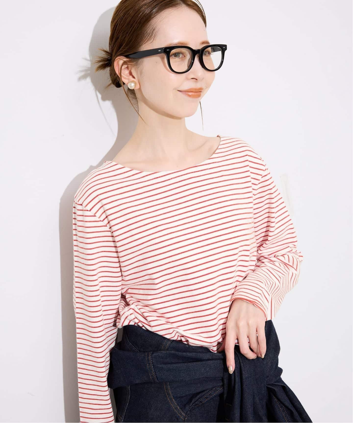 【スローブ イエナ/SLOBE IENA】のビンテージ加工ボーダーロンTEE インテリア・キッズ・メンズ・レディースファッション・服の通販 founy(ファニー) 　ファッション　Fashion　レディースファッション　Fashion for Women　トップス・カットソー　Cut & Sew Tops　ロングTシャツ・Tシャツ　Longline T-Shirts & Tees　2025年　2025　2025-2026秋冬・A/W　Autumn/Winter 2025–26 AW25–26　おすすめ　Recommended / Our Picks　インナー　Innerwear　デニム　Denim, Jeans Material　ビンテージ　Vintage, Retro Style　ベーシック　Basic, Essential　ボーダー　Border, Stripe　レッド|ID: prp329100004853125 ipo3291000000035648410