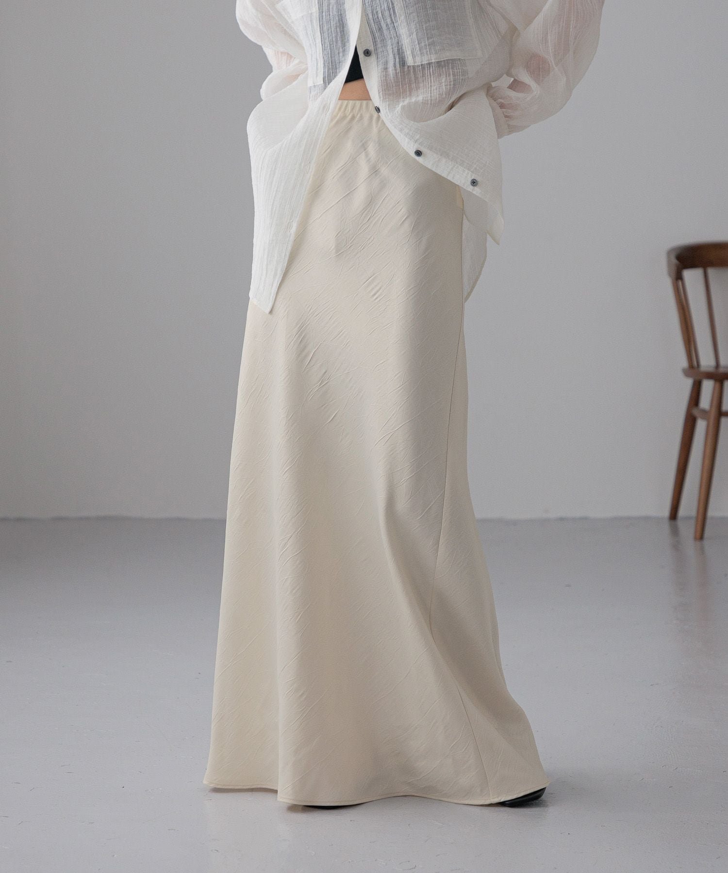 【ローリーズファーム/LOWRYS FARM】のストレッチサテンスカート インテリア・キッズ・メンズ・レディースファッション・服の通販 founy(ファニー) 　ファッション　Fashion　レディースファッション　Fashion for Women　スカート　Skirts　カットソー　Cut and Sewn Top　サテン　Satin, Glossy Fabric　バイアス　Bias, Diagonal Cut　バランス　Balance, Style Balance　フィット　Fit, Slim Fit　フレア　Flare, Flared　エレガント 上品　Elegant　アイボリー08|ID: prp329100004853161 ipo3291000000036219776