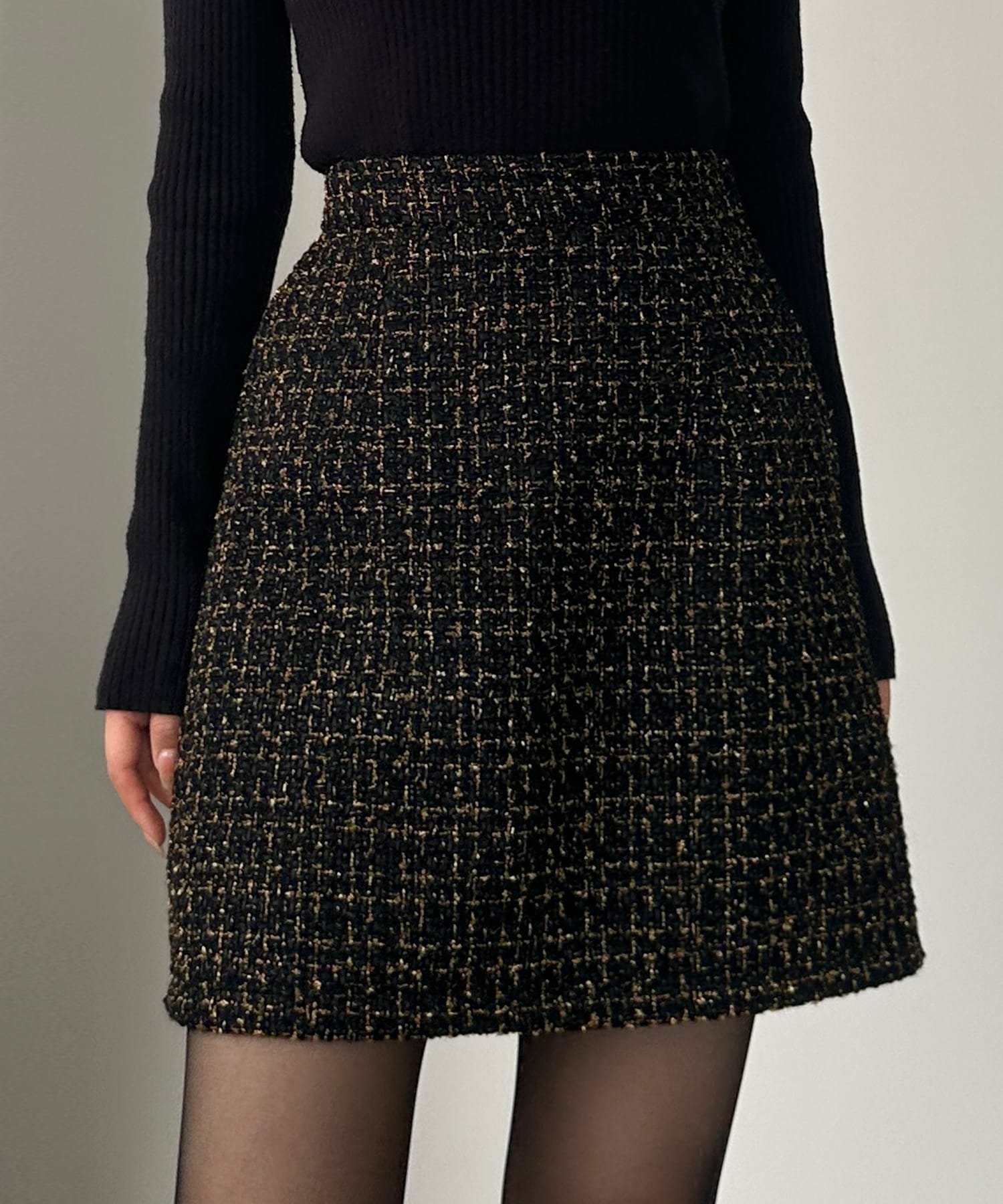 【ジュノア/JUNOAH】のLouere ラメファンシーツイードミニスカート(インパン付き,ウール混) インテリア・キッズ・メンズ・レディースファッション・服の通販 founy(ファニー) 　ファッション　Fashion　レディースファッション　Fashion for Women　スカート　Skirts　ミニスカート　Mini Skirts　ブラック|ID: prp329100004853351 ipo3291000000035793518