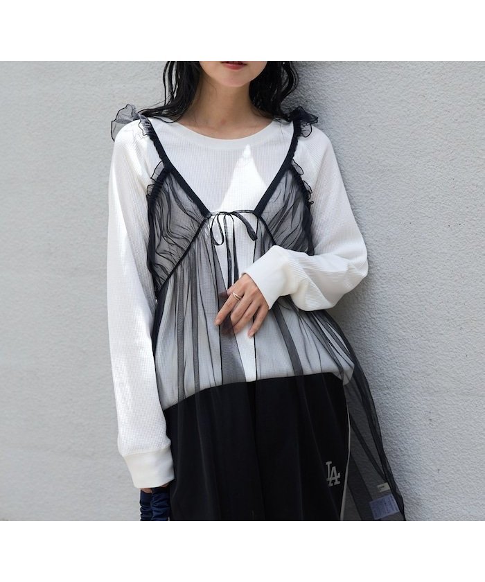 【フリークスストア/FREAK'S STORE】のチュール キャミ ミニワンピース インテリア・キッズ・メンズ・レディースファッション・服の通販 founy(ファニー) 　ファッション　Fashion　レディースファッション　Fashion for Women　ワンピース　Dresses　冬　Winter / This Winter　キャミ　Camisole, Cami Top　チュール　Tulip, Tulip Motif　A/W・秋冬　Autumn/Winter　ブラック|ID: prp329100004853433 ipo3291000000035650064