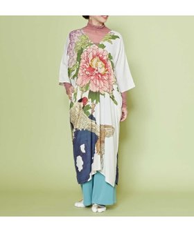 【アミナコレクション/Amina Collection】の【カヤ】花鳥ワンピース 人気、トレンドファッション・服の通販 founy(ファニー) ファッション Fashion レディースファッション Fashion for Women ワンピース Dresses プリント Print, Printed Pattern ポケット Pocket, Pocket Detail |ID:prp329100004853461