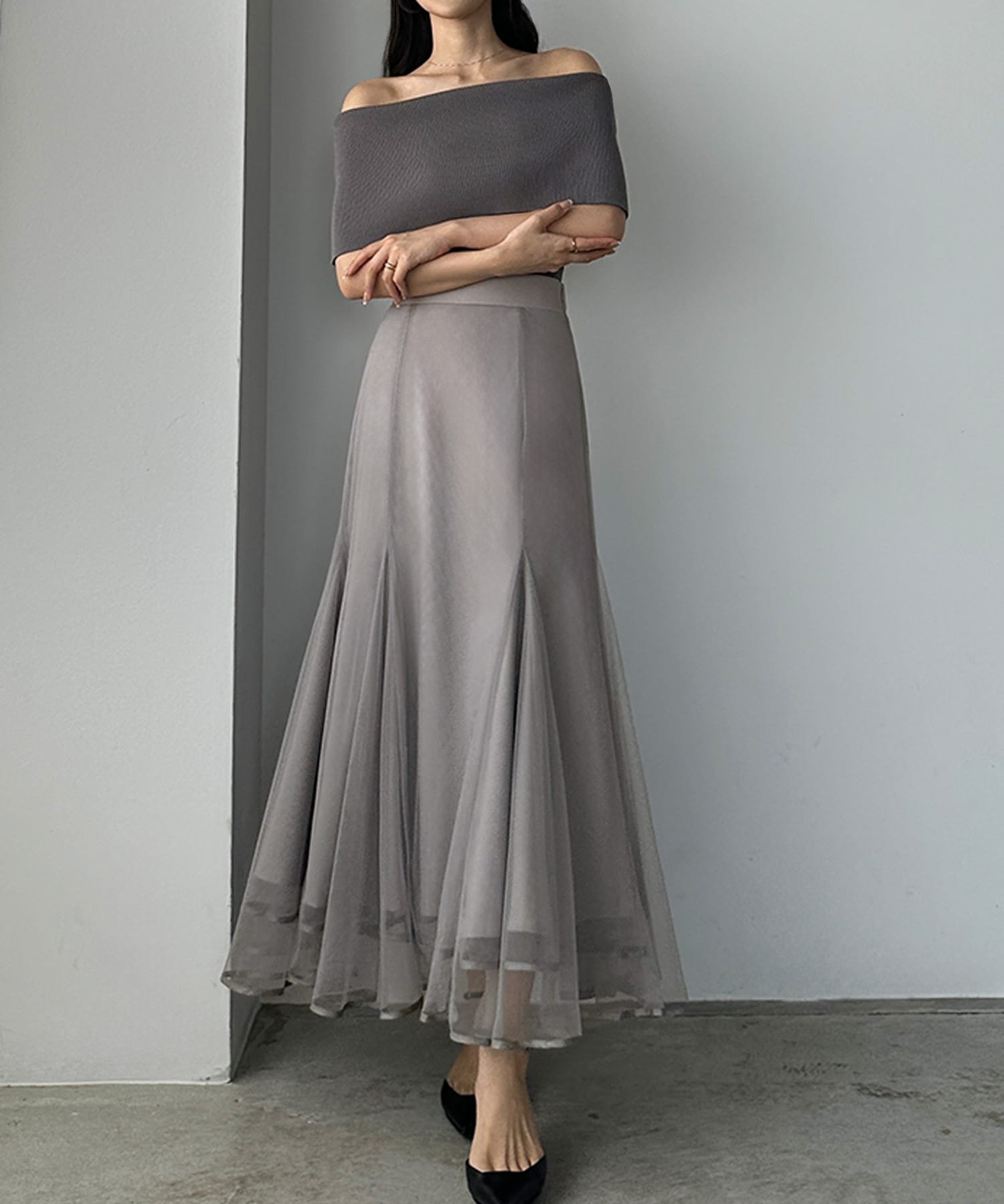 【ジュノア/JUNOAH】のLouere チュールマーメイドスカート インテリア・キッズ・メンズ・レディースファッション・服の通販 founy(ファニー) 　ファッション　Fashion　レディースファッション　Fashion for Women　スカート　Skirts　チュール　Tulip, Tulip Motif　ライトグレー|ID: prp329100004853479 ipo3291000000035650369