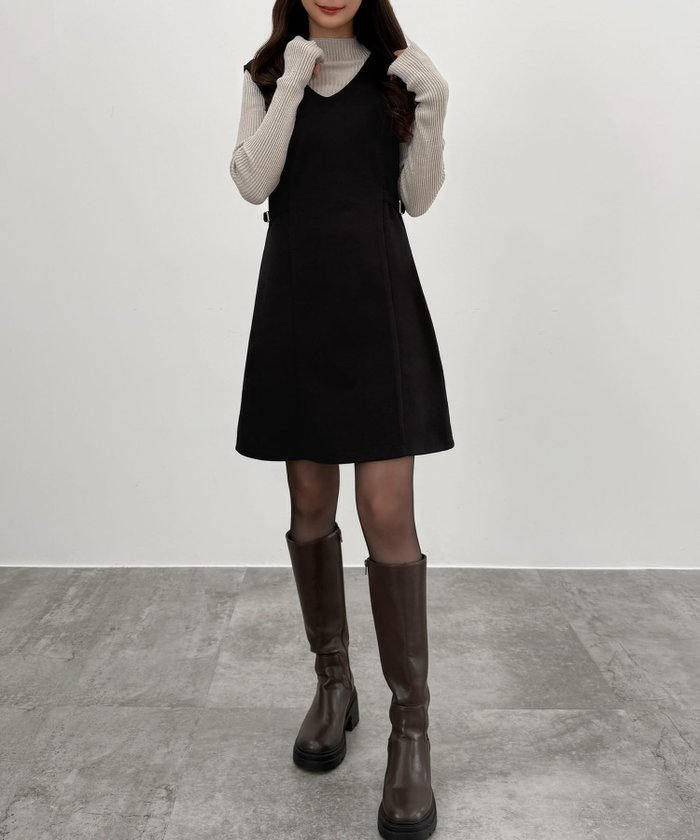 【ジュノア/JUNOAH】のCENEA Vネックミニジャンパースカート インテリア・キッズ・メンズ・レディースファッション・服の通販 founy(ファニー) https://founy.com/ ファッション Fashion レディースファッション Fashion for Women スカート Skirts |ID: prp329100004853543 ipo3291000000035650784