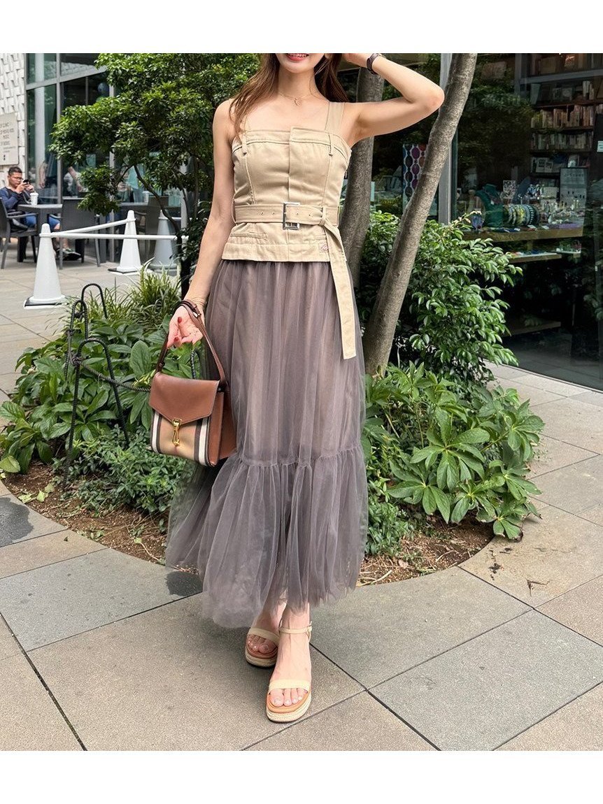 【フレイ アイディー/FRAY I.D】のDickies】チュールコンビジャンパードレス インテリア・キッズ・メンズ・レディースファッション・服の通販 founy(ファニー) 　ファッション　Fashion　レディースファッション　Fashion for Women　ワンピース　Dresses　フォーマル・パーティードレス・結婚式用ドレス　Elegant & Casual Dresses　コラボ　Collaboration, Collab　コレクション　Collection, Seasonal Line　コンビ　Combo, Combination Style　スタイリッシュ　Stylish, Fashionable　スマート　Smart, Elegant　タンク　Tank Top, Sleeveless Top　チュール　Tulip, Tulip Motif　ドッキング　Docking, Mixed Material　ドレス　Dress, One-Piece　定番　Standard, Basic Item　ビスチェ　Bustier, Corset Top　フェミニン　Feminine, Girly　プリント　Print, Printed Pattern　別注　Limited Edition, Custom Order　ワーク　Workwear, Utility Style　BEG[037]|ID: prp329100004853926 ipo3291000000035671370