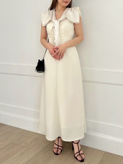 【スナイデル/SNIDEL】の【00サイズあり】セーラースカーフワンピース インテリア・キッズ・メンズ・レディースファッション・服の通販 founy(ファニー) 　ファッション　Fashion　レディースファッション　Fashion for Women　ワンピース　Dresses　エレガント 上品　Elegant　春　Spring　クラシカル　Classical, Vintage-Inspired　シェイプ　Shape, Slim Fit　シャーリング　Shirring, Ruched　スマート　Smart, Elegant　タンブラー　Tumbler, Travel Mug　トレンド　Trend, Trending Now　ハンカチ　Handkerchief, Hanky　マキシ　Maxi, Full Length　リボン　Ribbon, Bow　レース　Lace, Lace Fabric　ワーク　Workwear, Utility Style　S/S・春夏　SS, Spring/Summer, Warm Season　夏　Summer　IVR[003]|ID: prp329100004853956 ipo3291000000035672149