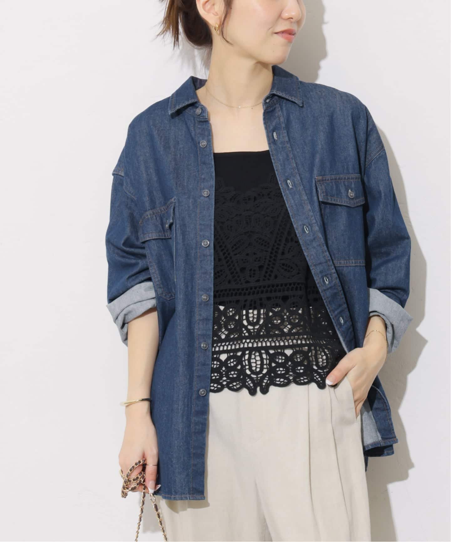 【ジャーナルスタンダード レリューム/JOURNAL STANDARD relume】の《追加5》9oz デニムワークシャツ インテリア・キッズ・メンズ・レディースファッション・服の通販 founy(ファニー) 　ファッション　Fashion　レディースファッション　Fashion for Women　トップス・カットソー　Cut & Sew Tops　シャツ・ブラウス・オフィスカジュアル　Elegant Blouses & Button-Ups　2025年　2025　2025-2026秋冬・A/W　Autumn/Winter 2025–26 AW25–26　おすすめ　Recommended / Our Picks　カーゴパンツ　Cargo Pants, Utility Pants　デニム　Denim, Jeans Material　リラックス　Relax, Relaxed Fit　ロング　Long, Long-Length　ワイド　Wide, Wide Fit　定番　Standard, Basic Item　ネイビー|ID: prp329100004854253 ipo3291000000036269296